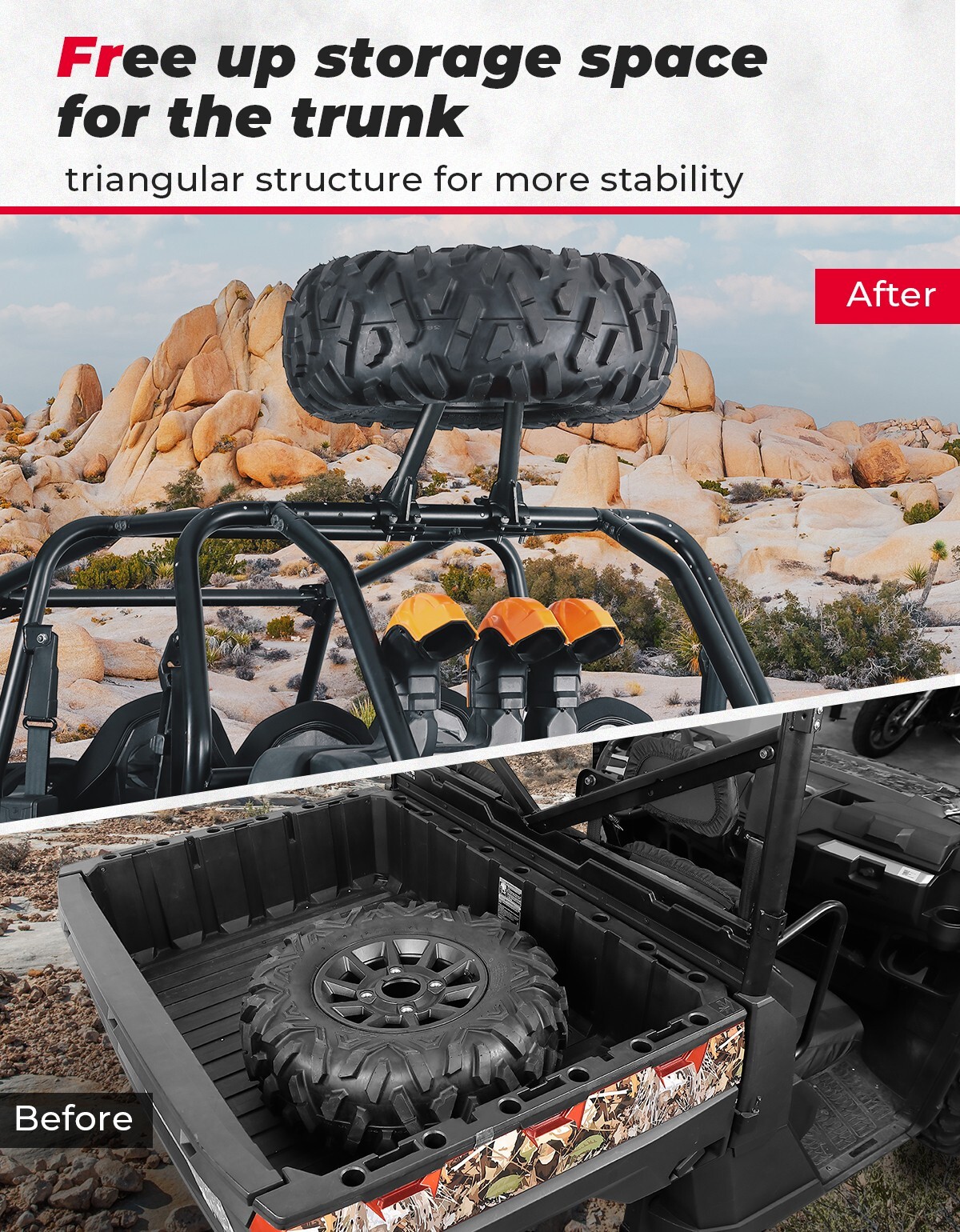 Spare Tire Carrier Mount Rack Bracket for RZR PRO XP 570 800 1000 Turbo 900 S