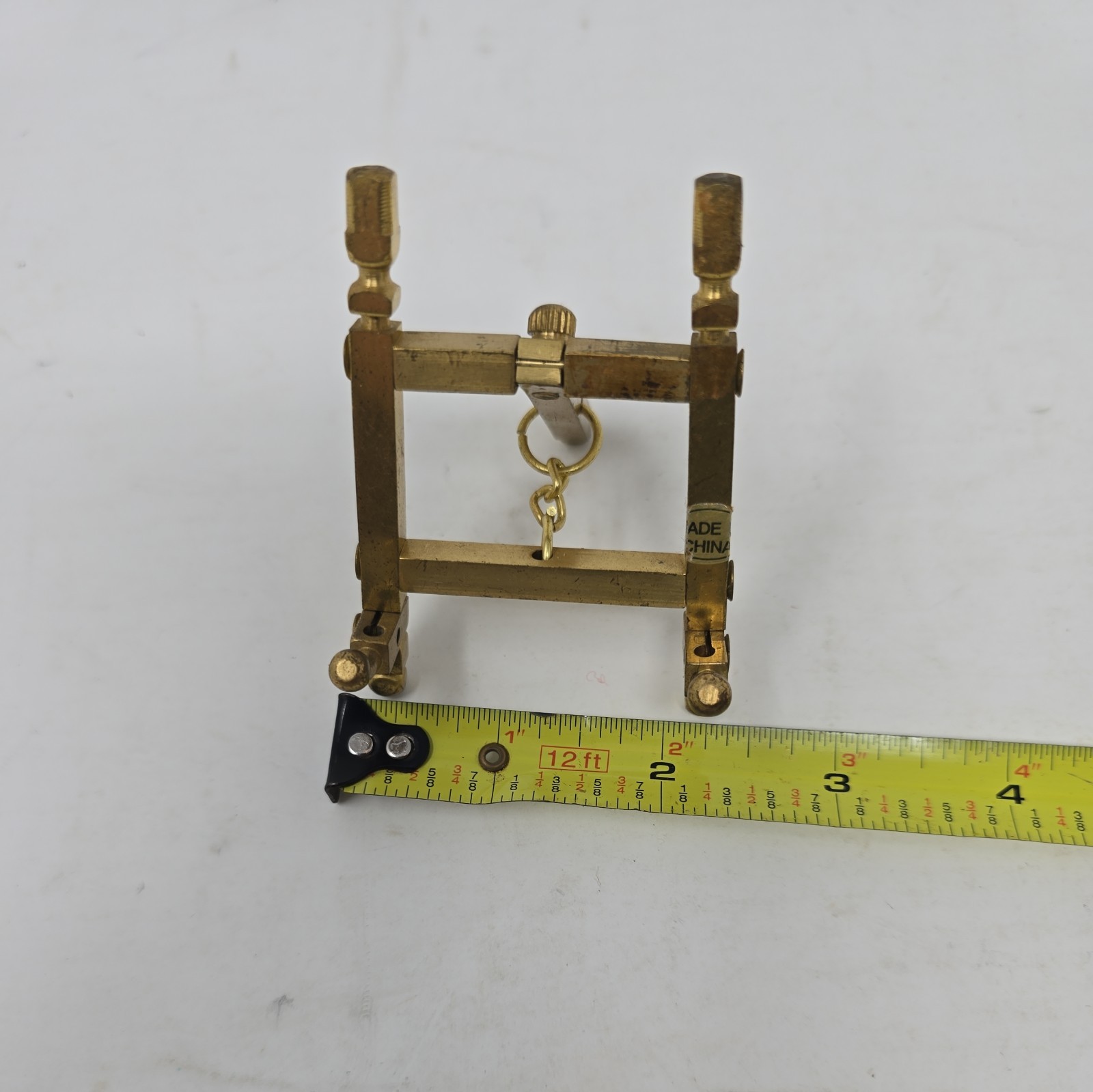 Vintage Solid Brass Gold Tabletop Display Easel Stand Folding 2.75" x 2.5"
