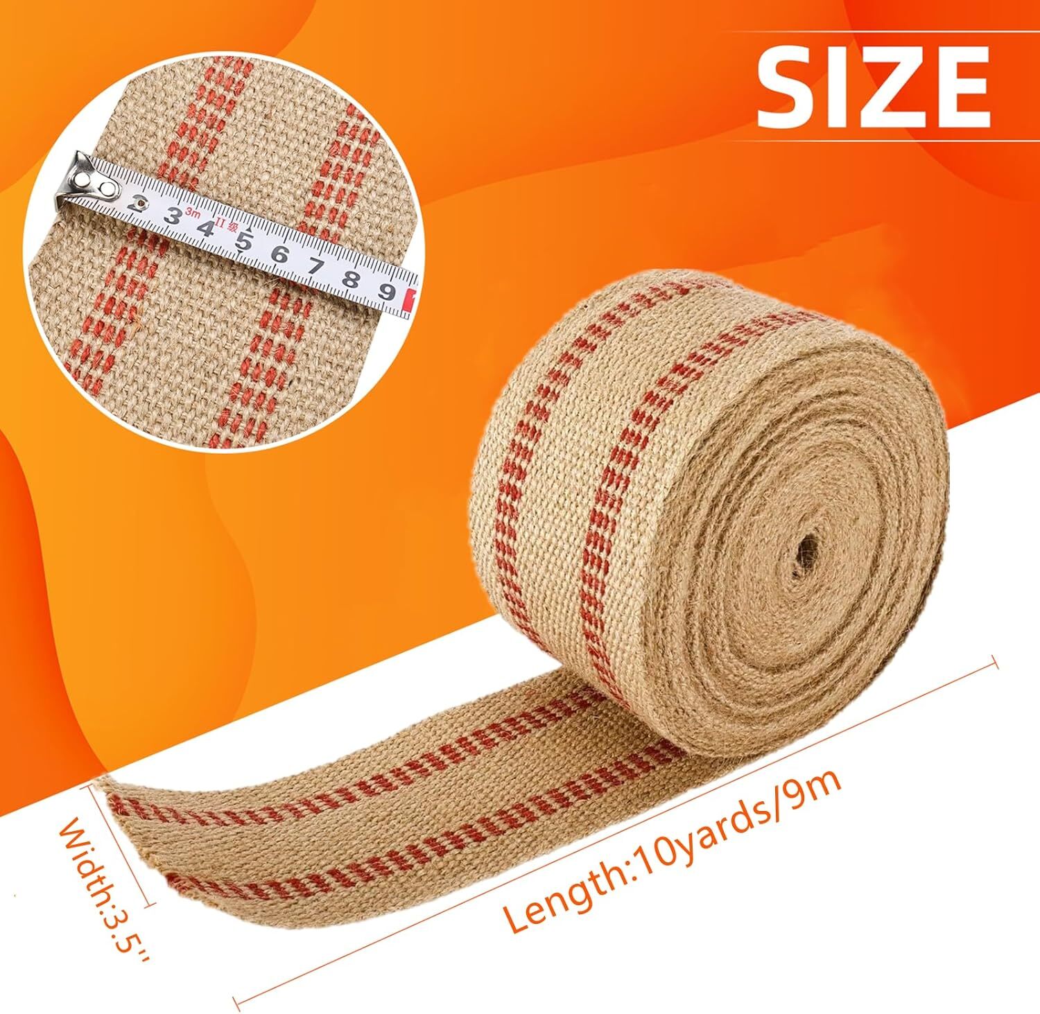 3.5"x10Yd Upholstery Jute Webbing Thickened Jute Chair Webbing Furniture Webbing