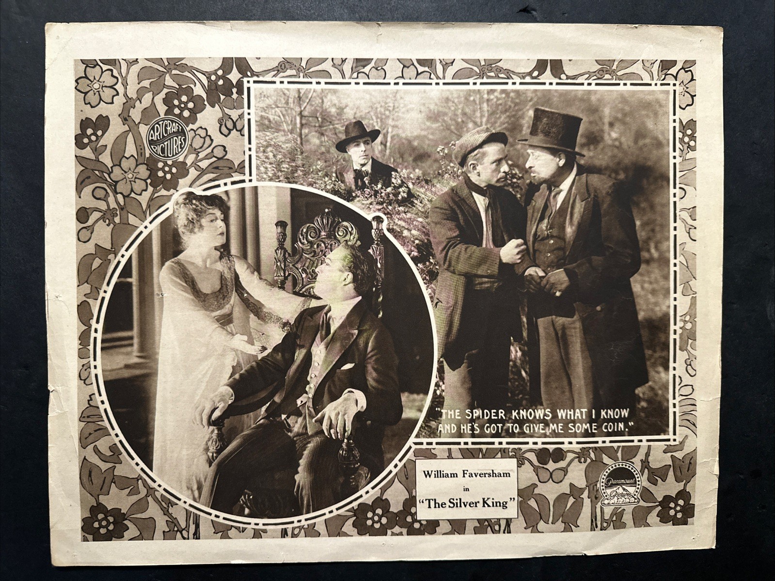 ANTIQUE ART CRAFT PICTURES/  PARAMOUNT Silent Film Movie LOBBY POSTER CARD