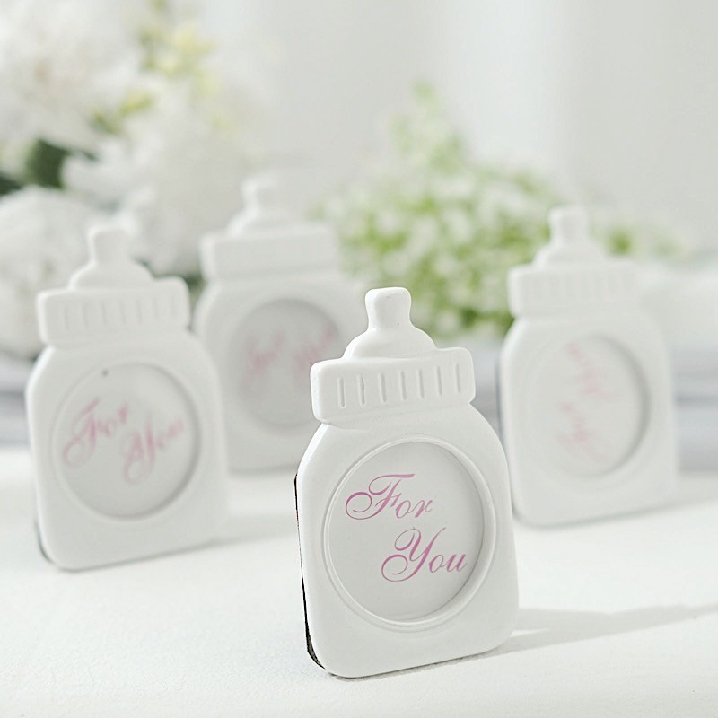 WHITE PINK 4 Mini 4" PICTURE FRAMES Feeding Bottle Baby Shower Favors Party Home