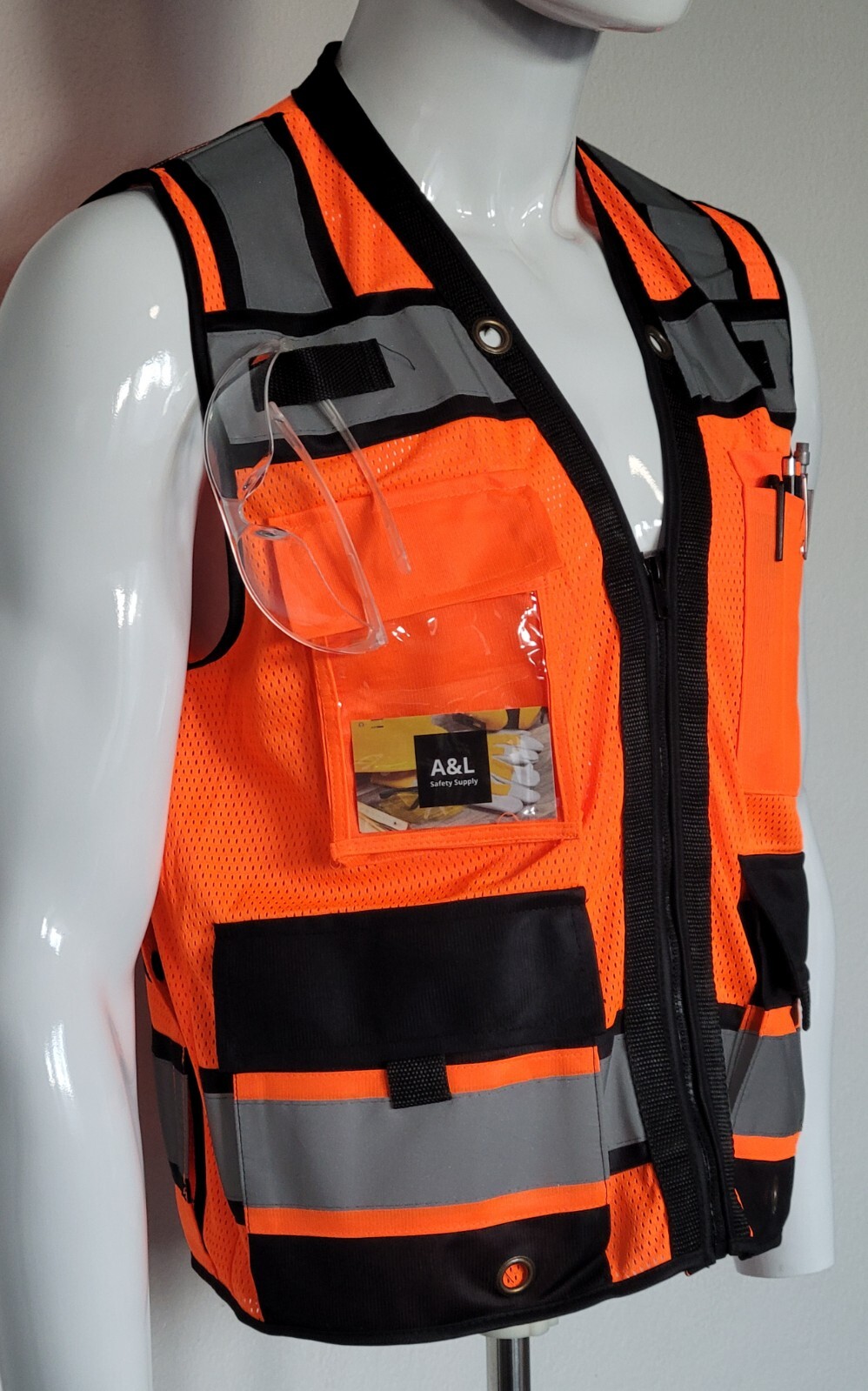 FX Heavy Duty Surveyors Safety Vest with Zipper, Large Plan Pocket
