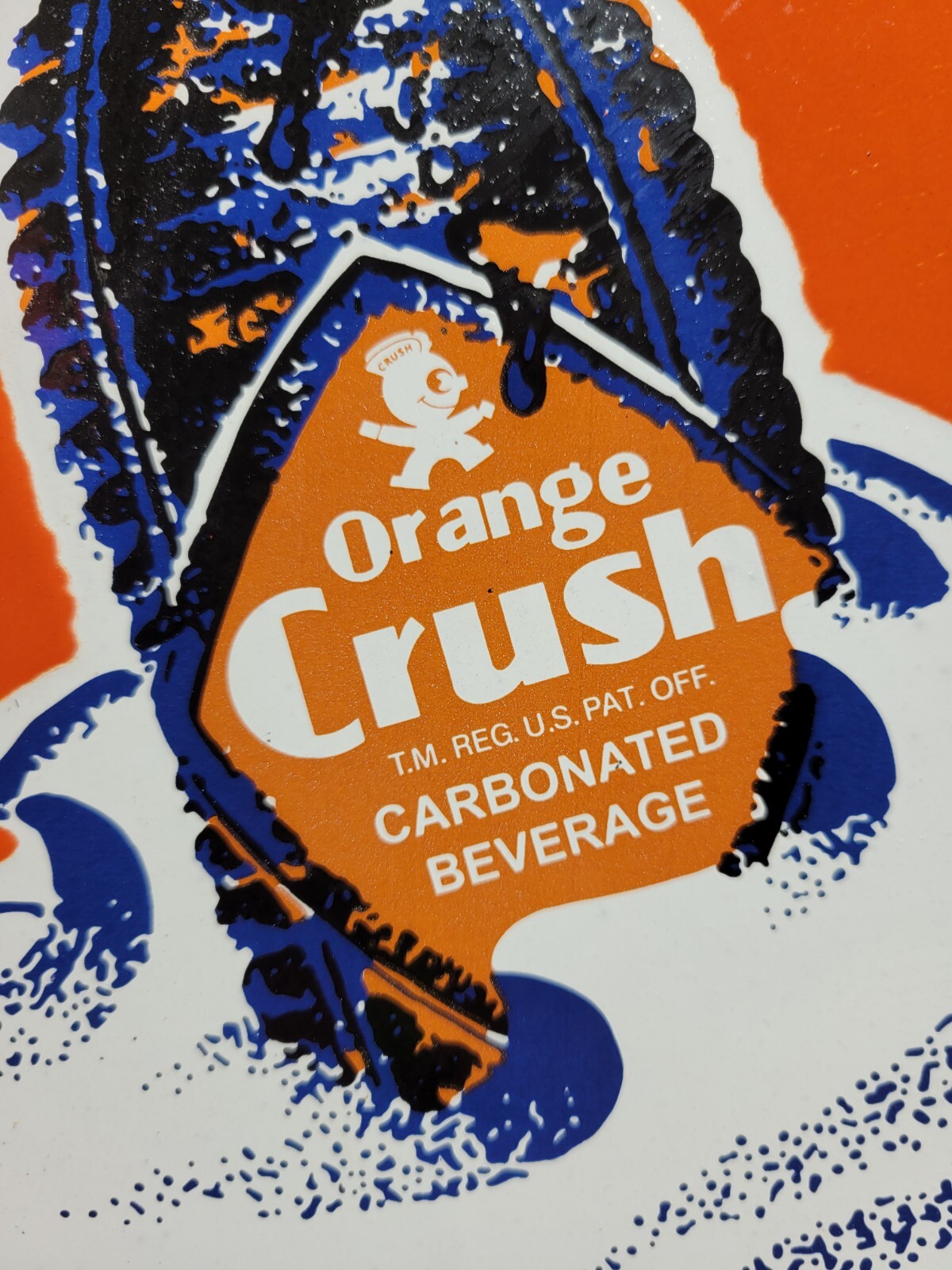 VINTAGE ORANGE CRUSH PORCELAIN SIGN OLD SODA FLANGE COLA BEVERAGE DRINK FOOD 20"