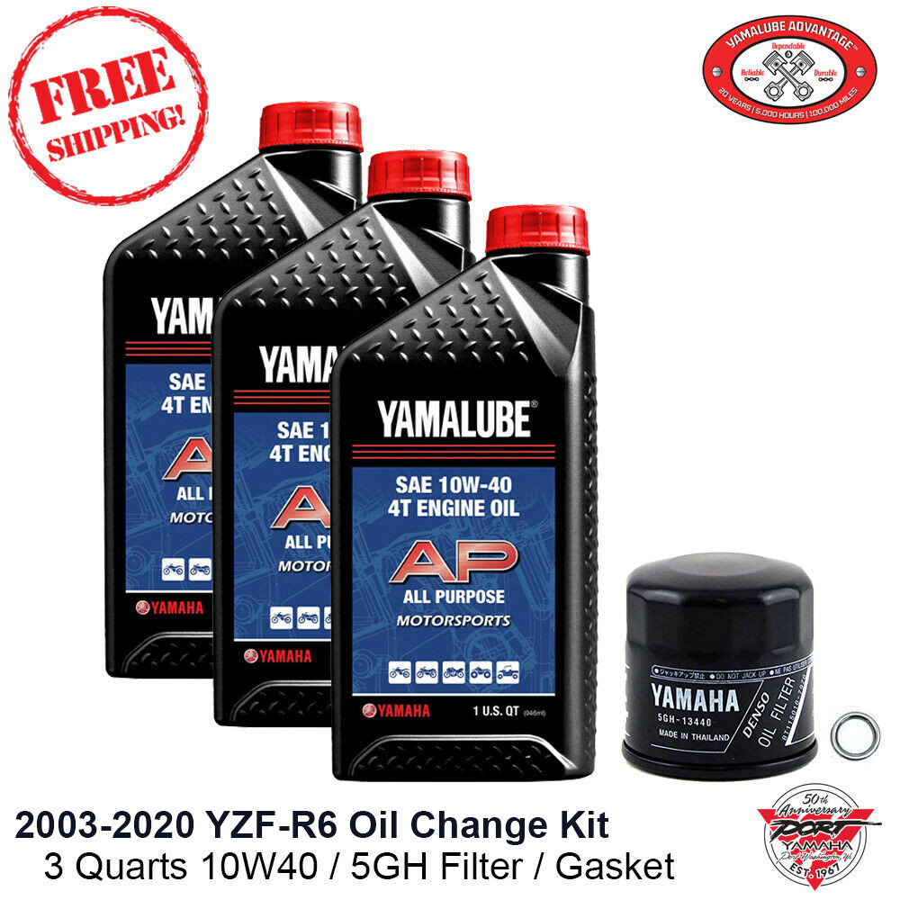 2003-2020 Yamaha R6 Oil Change Kit YZF-R6 Filter Oil & Crush Washer 10W40 OEM