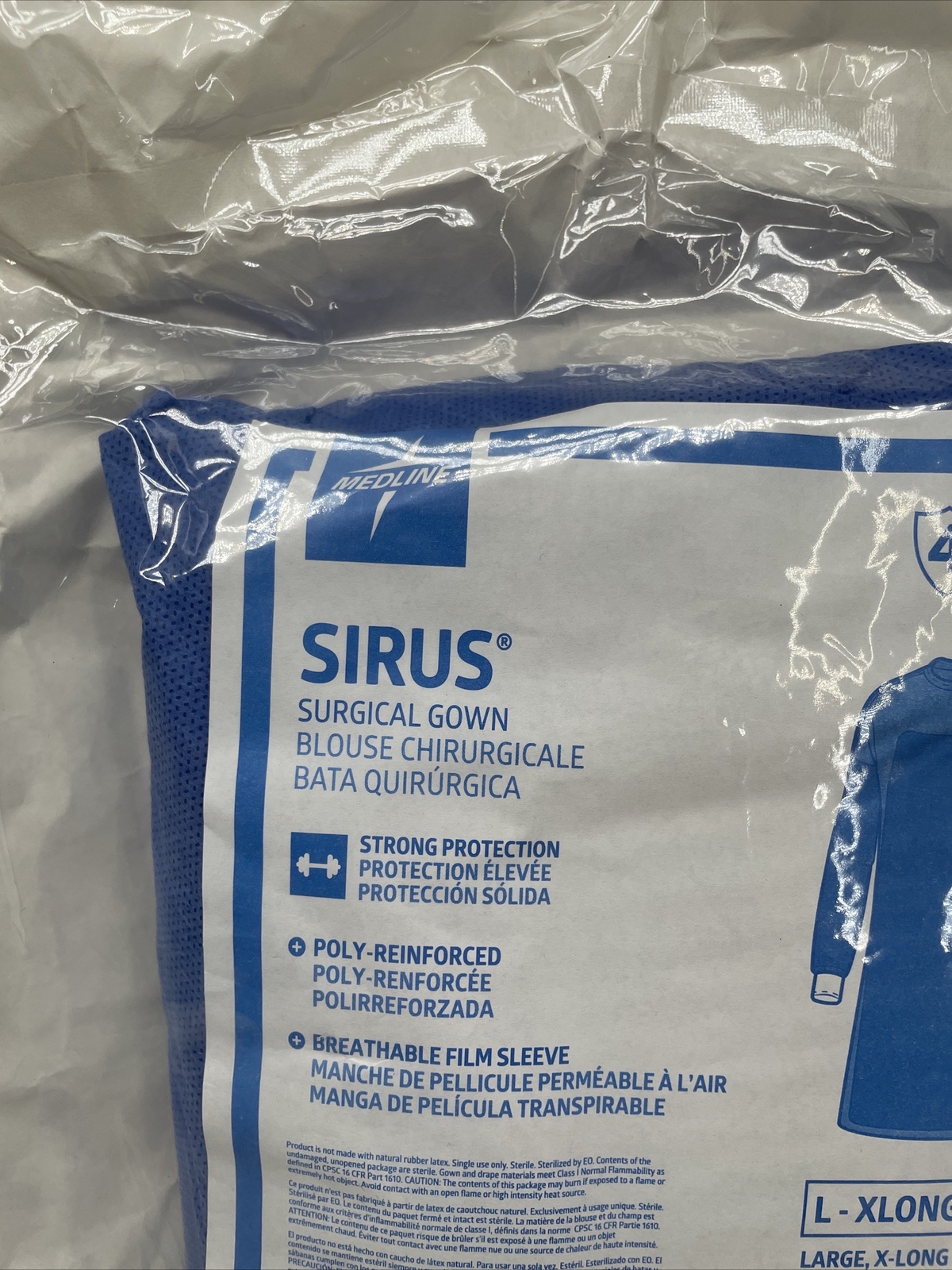 4 Gowns Medline SIRUS Surgical Gown Level 4 Size: LARGE-XLONG Poly-Reinforced