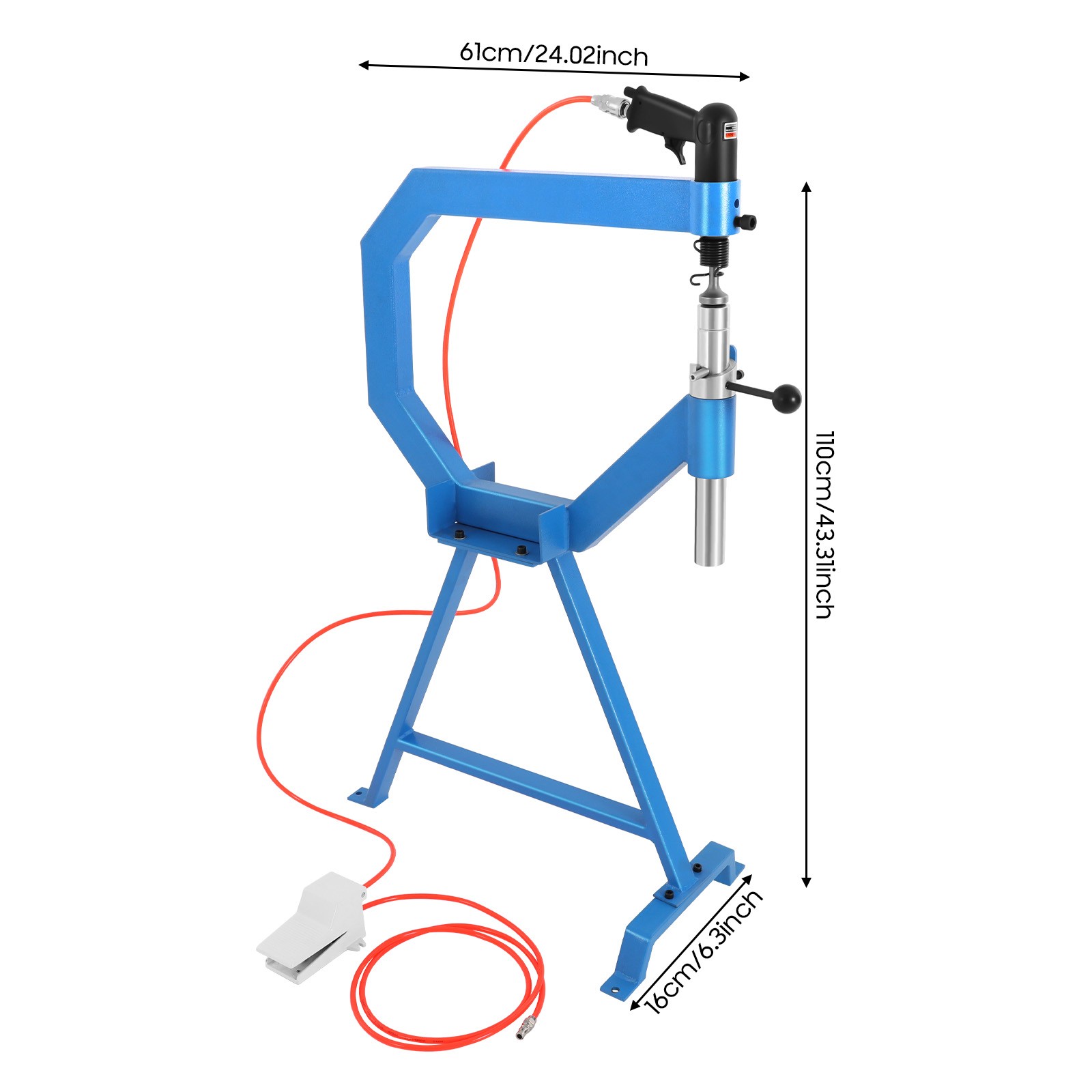 4inch Pneumatic Planishing Hammer Airpress Tool w/ Cast-Iron Stand, Anvil 1/2/3"