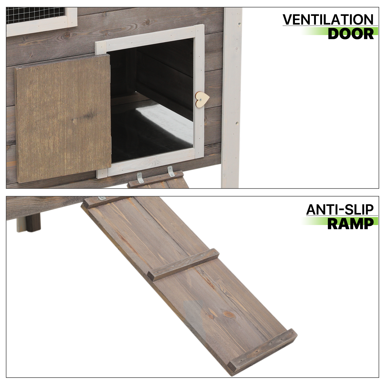 Wooden Chicken Coop Hen House with Removable Tray &Ventilation Door Nesting Box