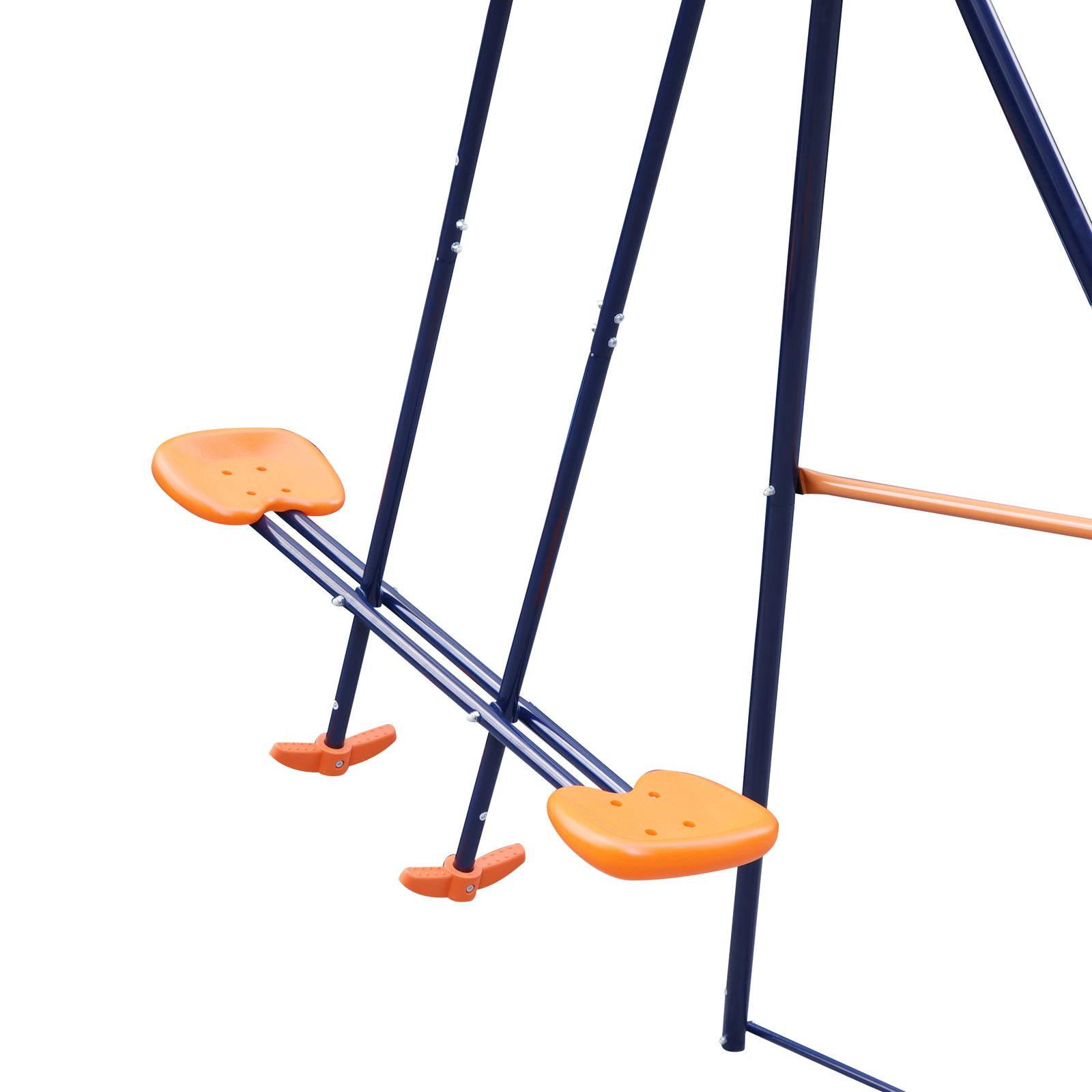 Double Kids Play Swing Set w/ 2 Seats & 1 Glider for Outdoor Backyard Heavy-Duty