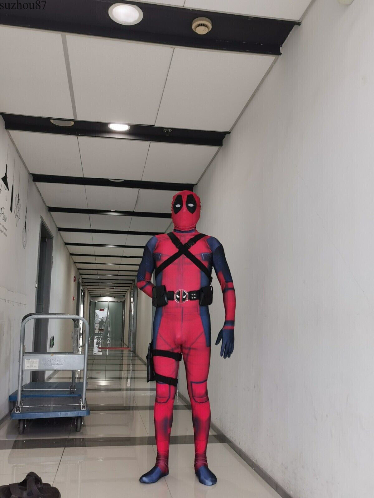 USA Kids Deadpool Halloween Cosplay Costume Jumpsuit Zentai Bodysuit Accessories