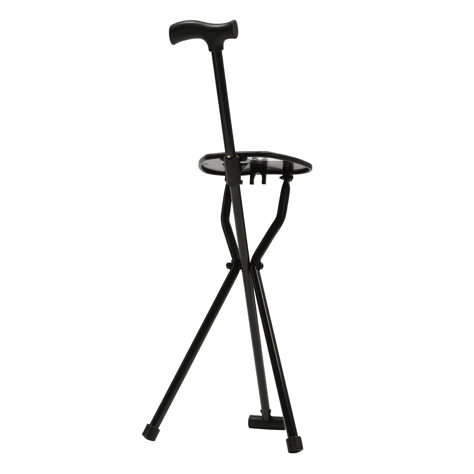 3 Legged Portable Folding Walking Stick with Seat Travel Hiking Cane Chair Stool
