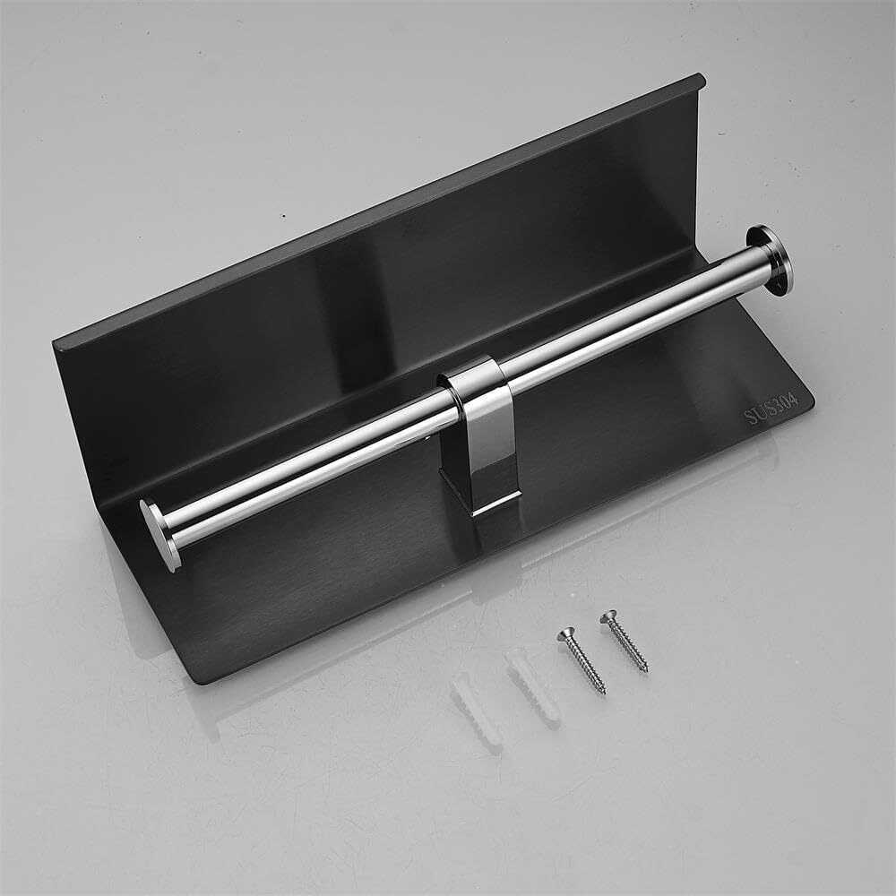 Wall Mounted Toilet Paper Holder with Phone Shelf Bathroom Double Roll Holder US