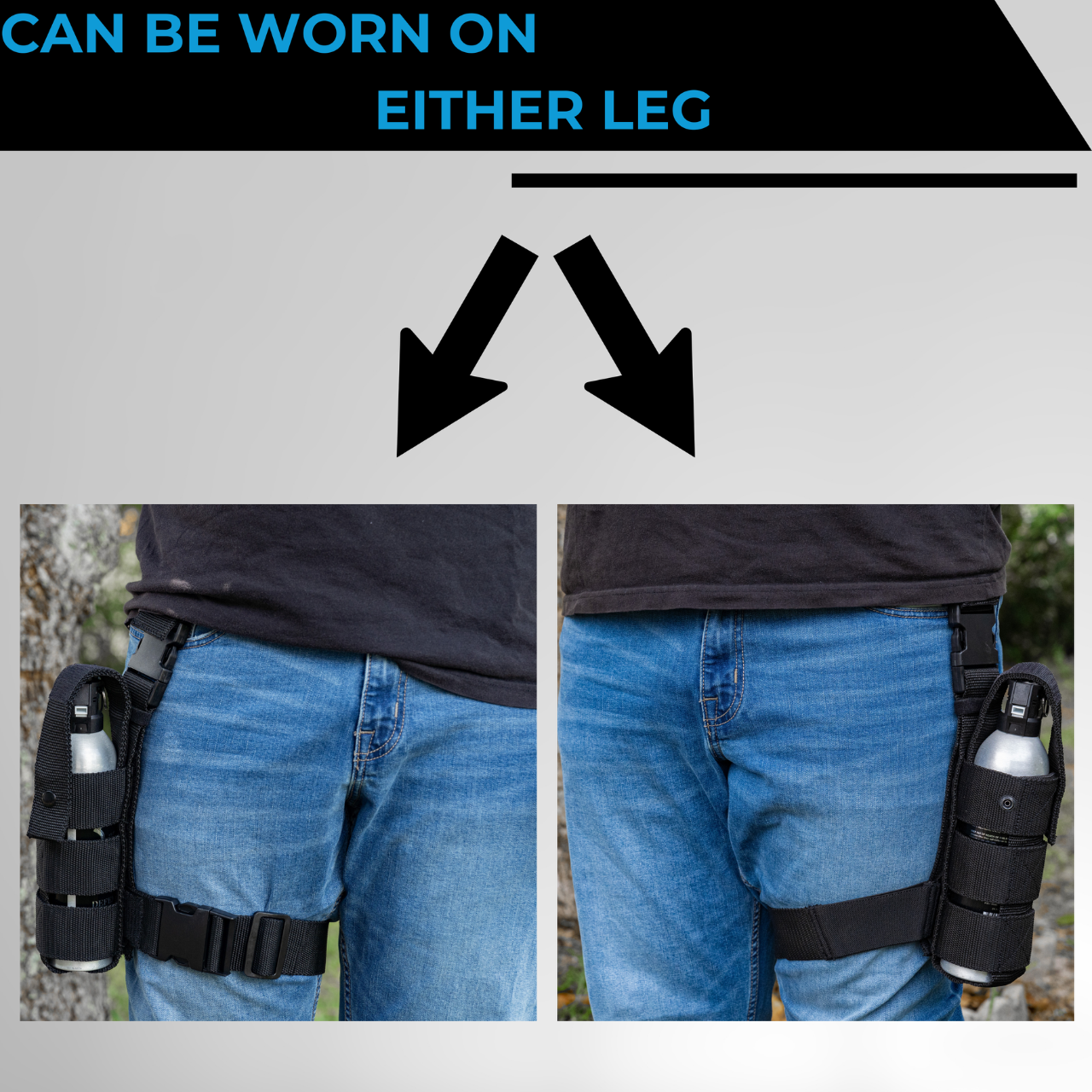 Police Magnum Heavy Duty Tactical Drop Leg Holster Holder & Pepper Spray 24oz PG