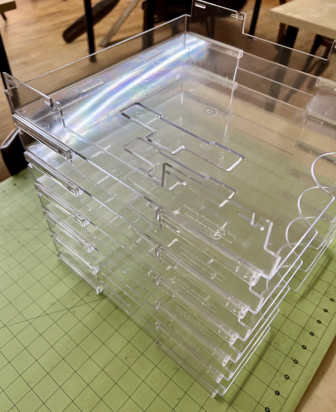 Display Dynamics 6 Clear Acrylic Stackable 12.5x13.25x2 Paper Tray Organization