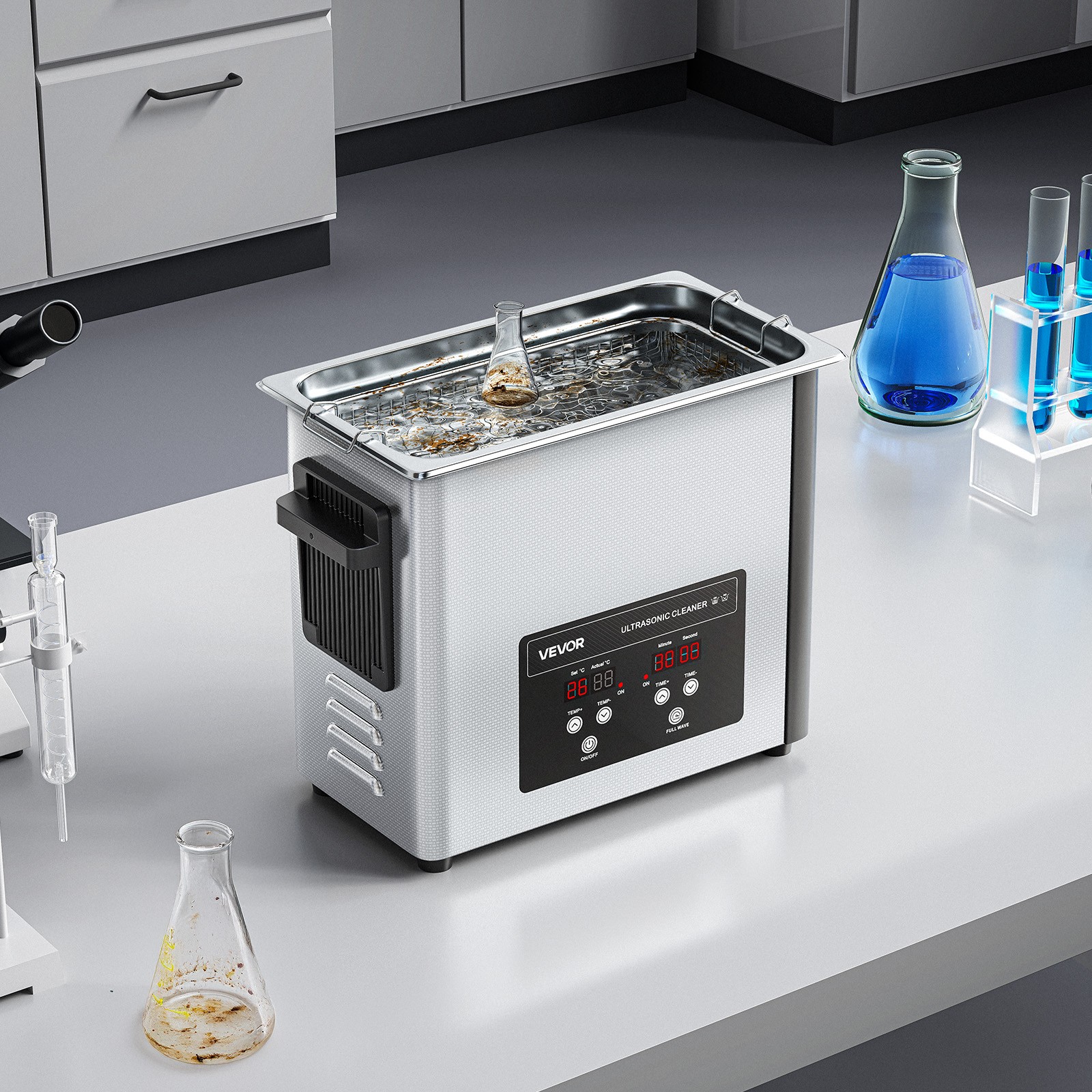 VEVOR 6L Ultrasonic Cleaner Machine with Cleaning Basket & Digital Display 120W