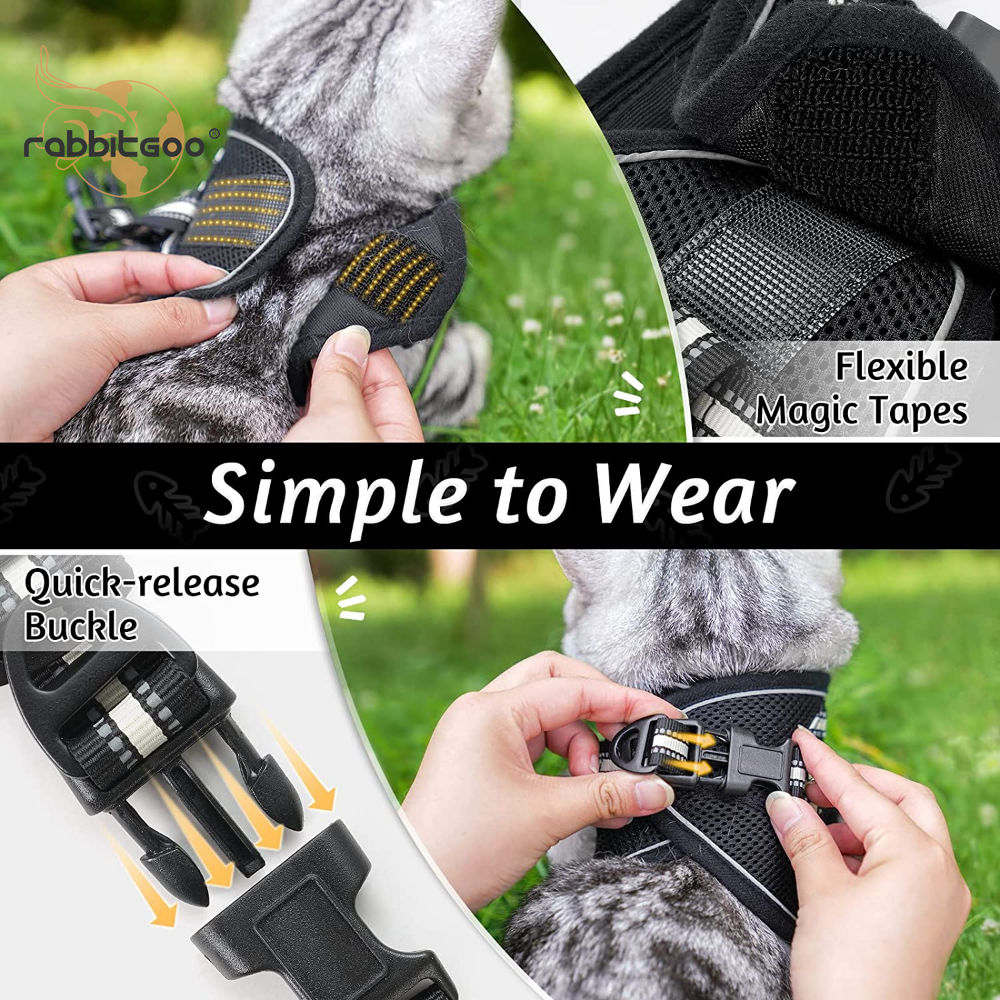rabbitgoo Pet Cat Harness & Leash Set Dog Walking Vest Escape Proof Adjustable