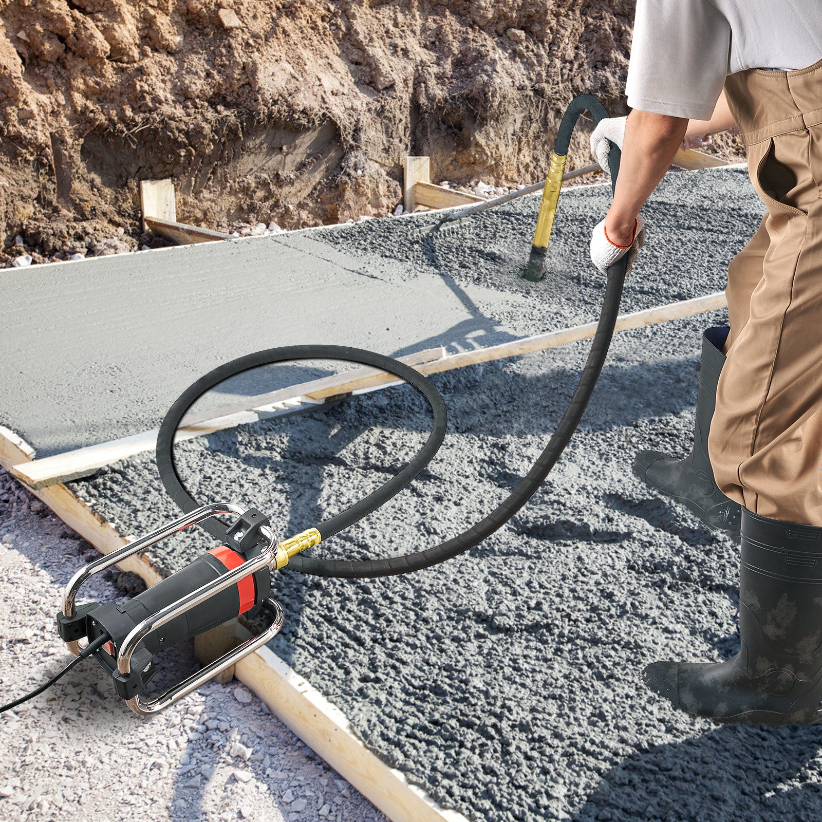 VEVOR Electric Concrete Vibrator 1500W 14-3/4 feet Poker to Remove Air Bubbles