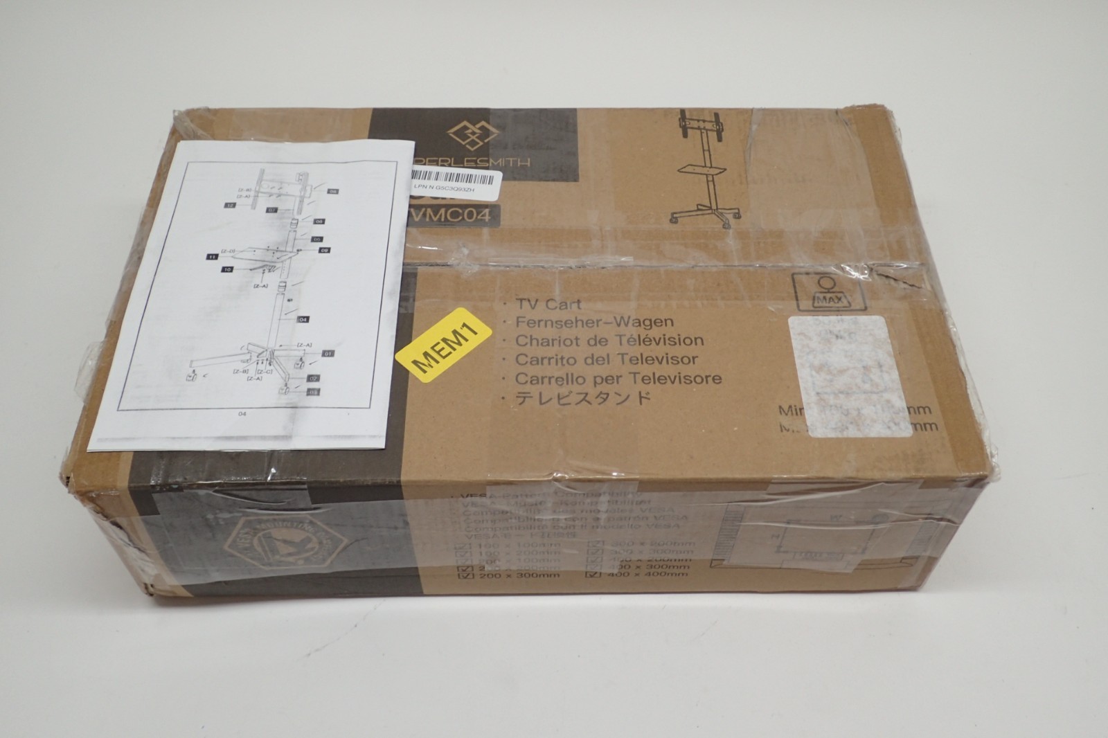 PERLESMITH Rolling Mobile Tilt TV Stand for 23-60" LCD LED TVs VESA up to 88lbs