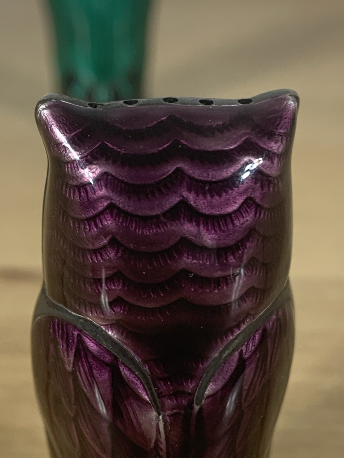 Rare David Andersen Norway 925 Sterling Guilloche Enamel Owl Salt Pepper Shakers