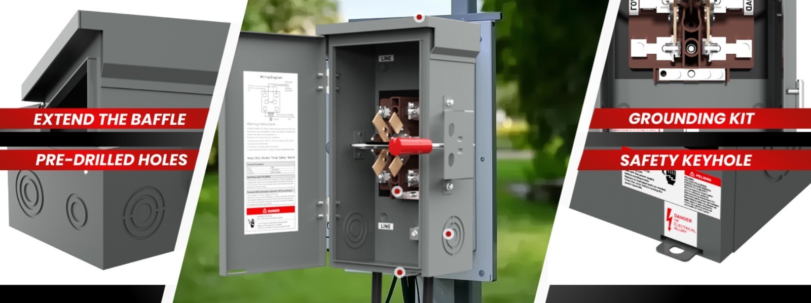 200 Amp Manual Generator Transfer Switch Heavy Duty 48000W General Double Throw