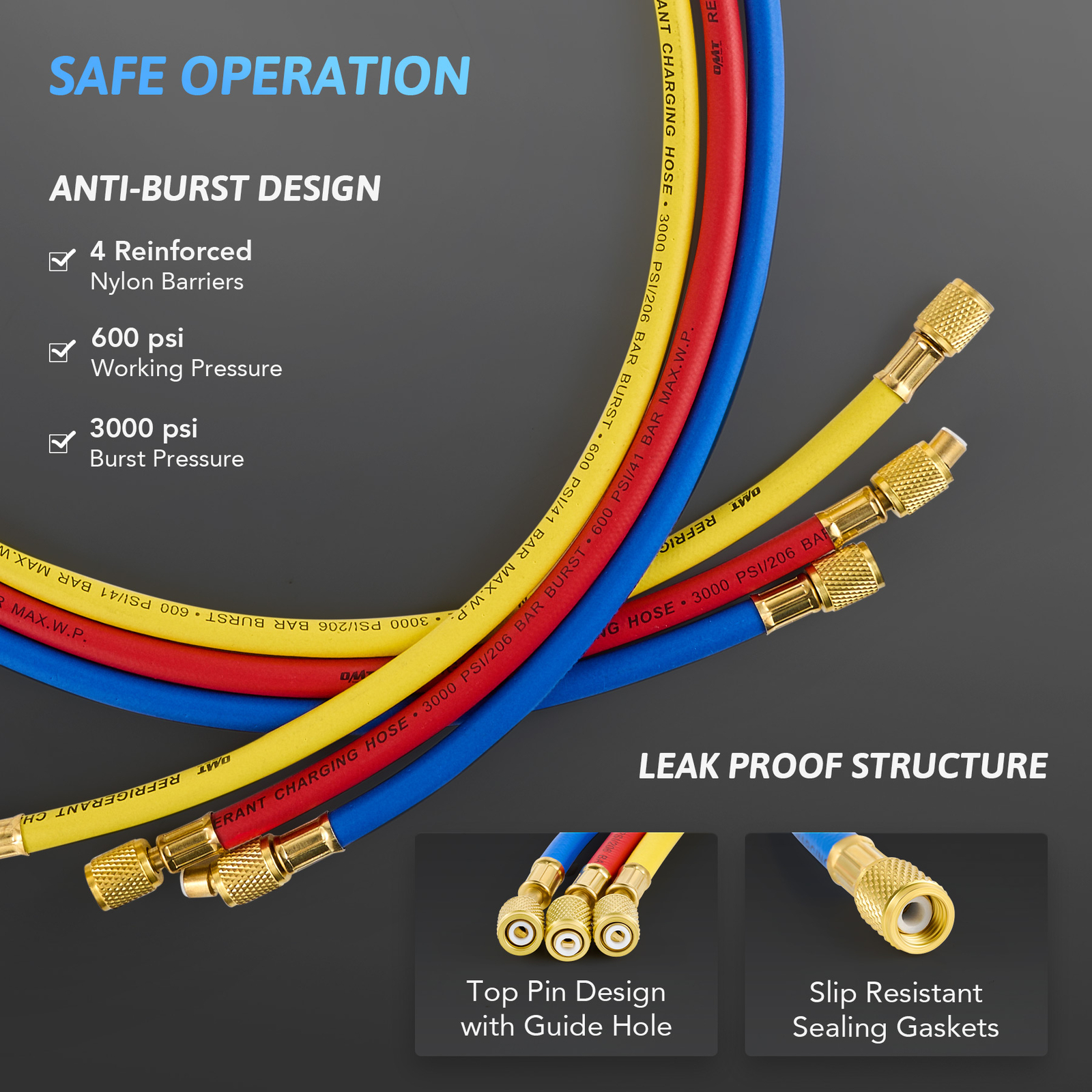3 Way Air Conditioner Diagnostic Manifold Gauge Set For R1234yf Freon Charging