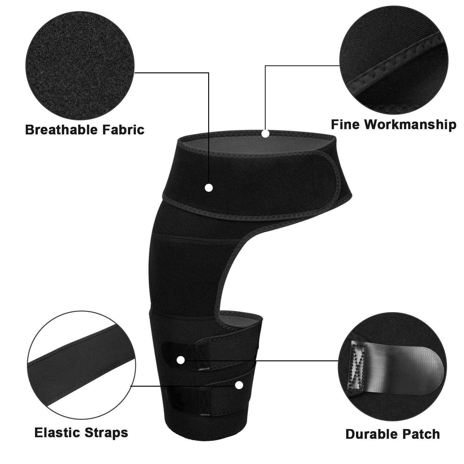 Hip & Groin Compression Brace - Sciatica Pain Relief & Thigh Recovery Support US