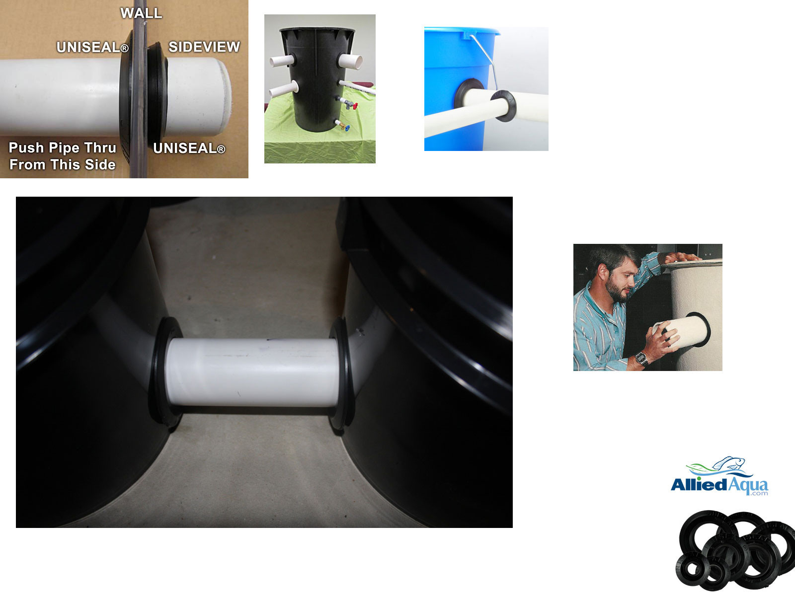 UNISEAL Bulkhead Alternative hydroponic aquaponic aquarium aquaculture uniseals