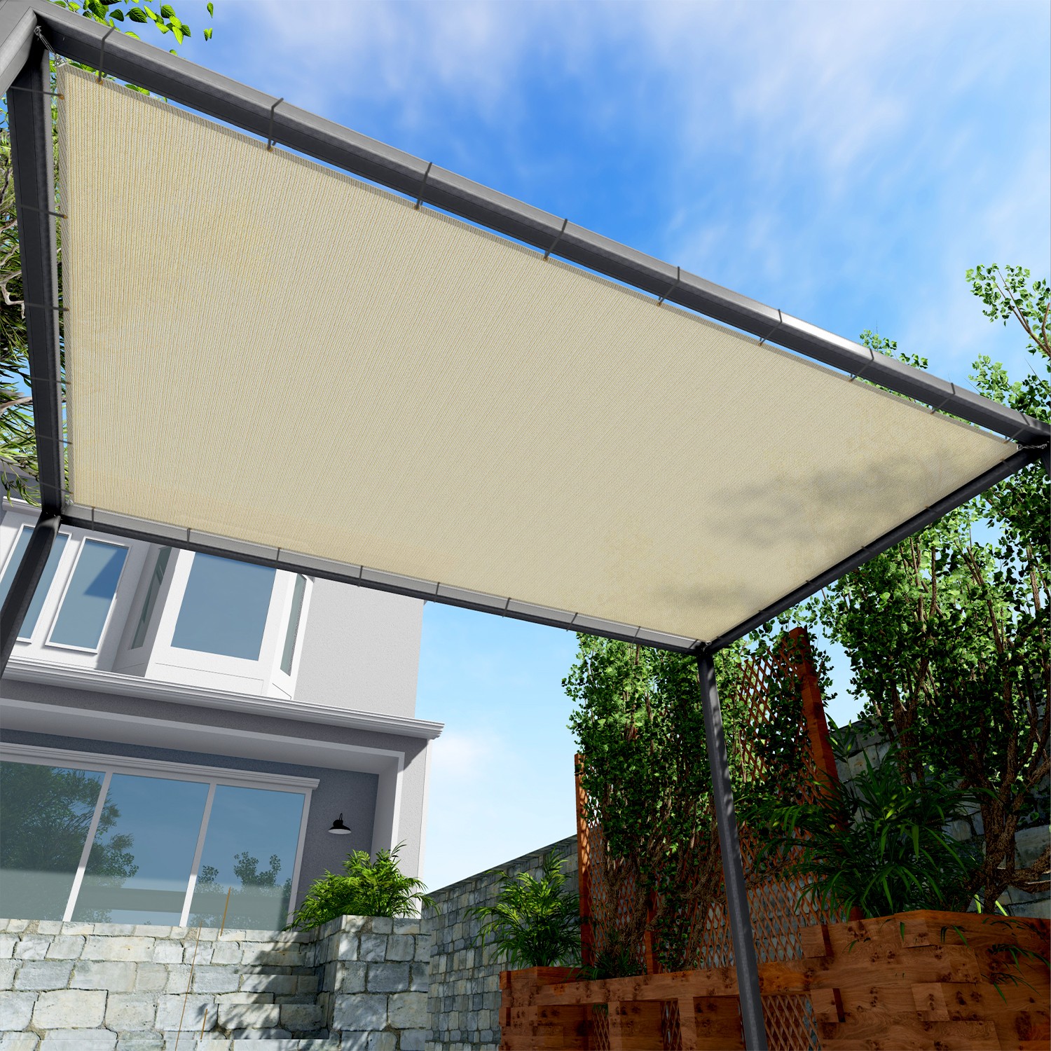 Sun Shade Sail Rectangle Canopy Cover for Outdoor Pergola Patio Garden UV Proof