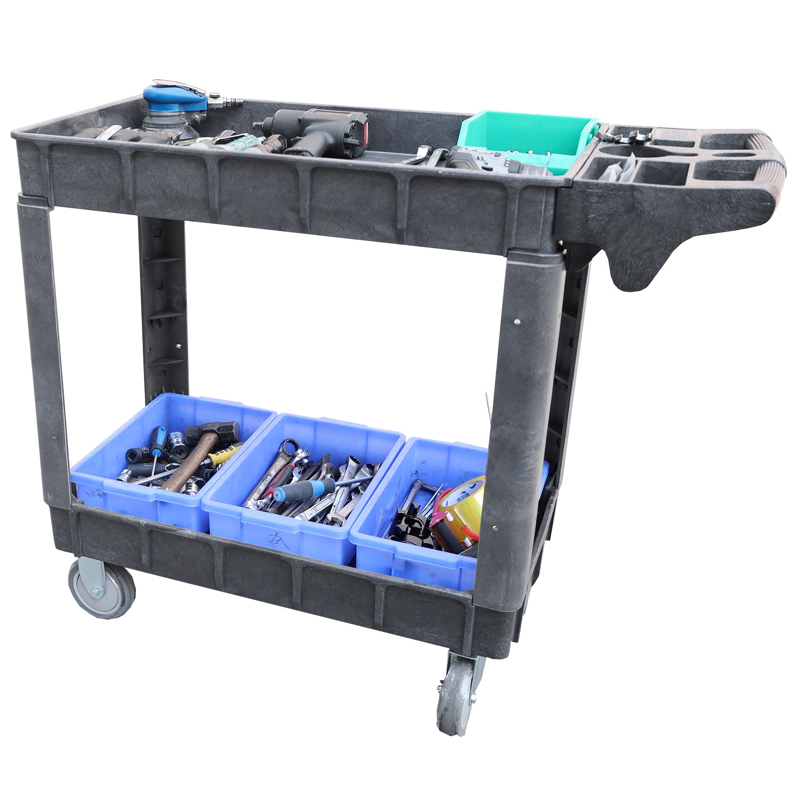 Heavy Duty Service Shop Tool Cart 2-Shelf 500lbs Capacity Organizer Rolling 360°