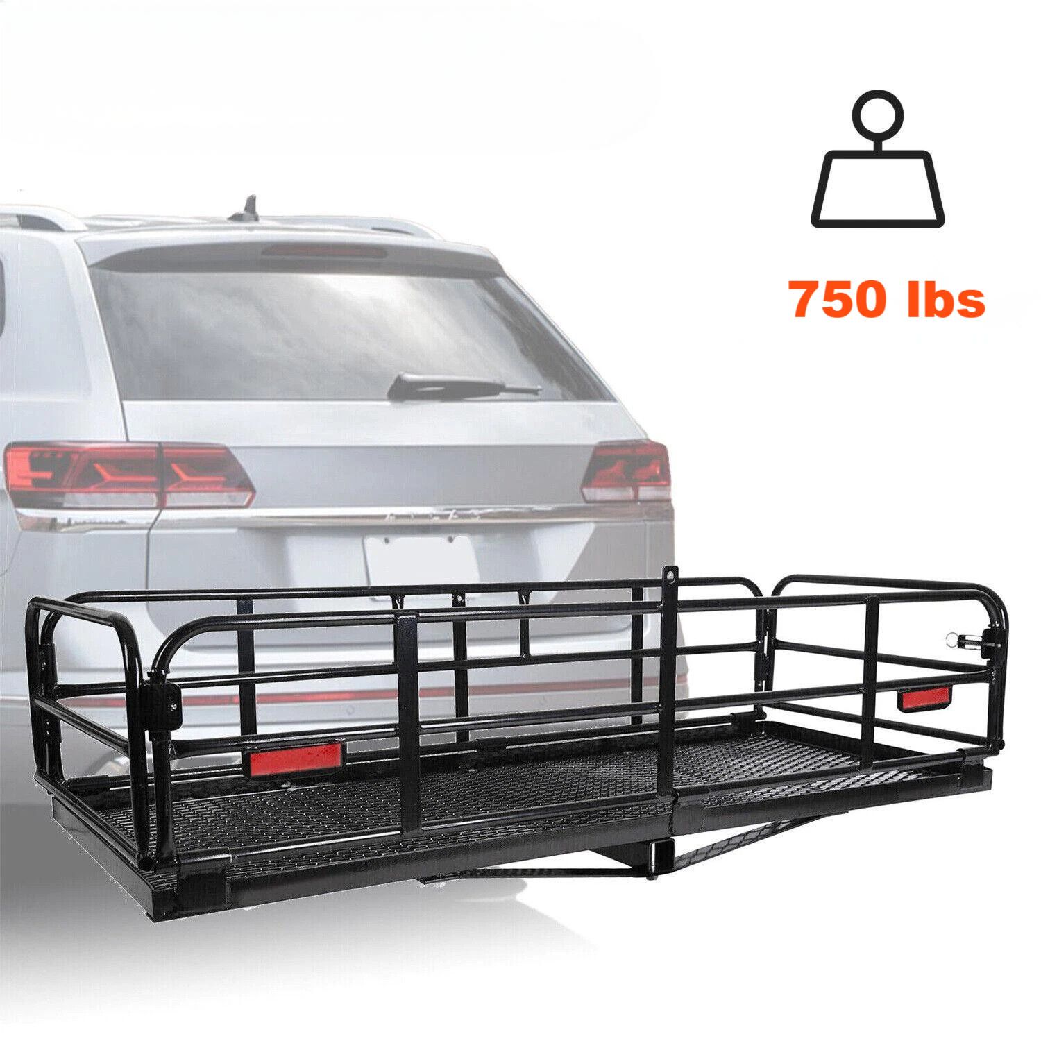 58'' 750LBS Cargo Carrier Hitch Mount Rear Folding Basket Rack For SUV Camping