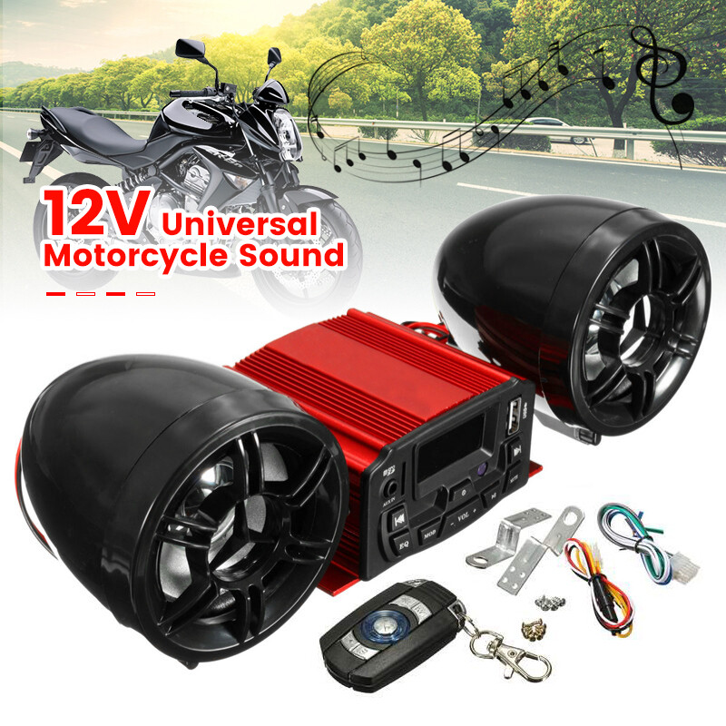 Motorcycle Audio Speakers Kit Bluetooth ATV 4 Wheeler Stereo AUX System FM Radio