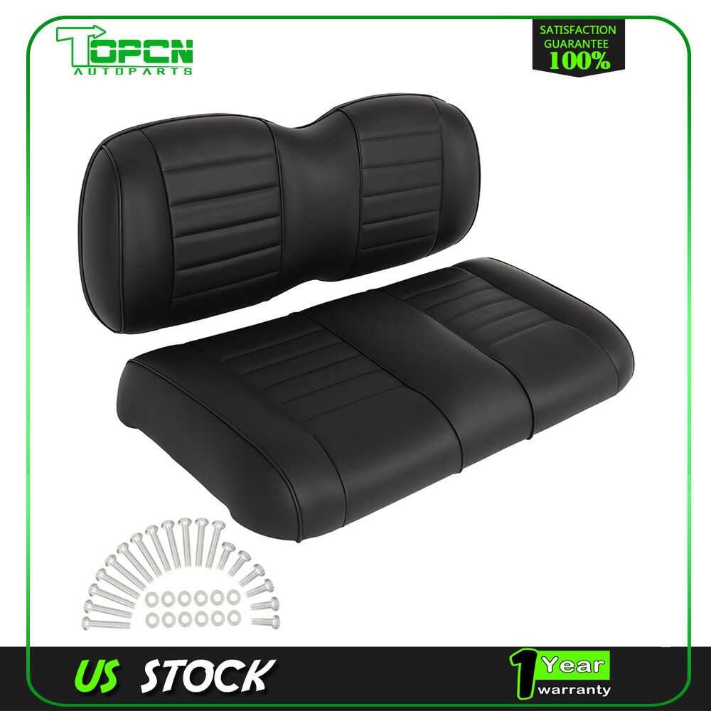 Fits E-Z-GO TXT LUXURIOUS Black Golf Cart Front Cushion Set