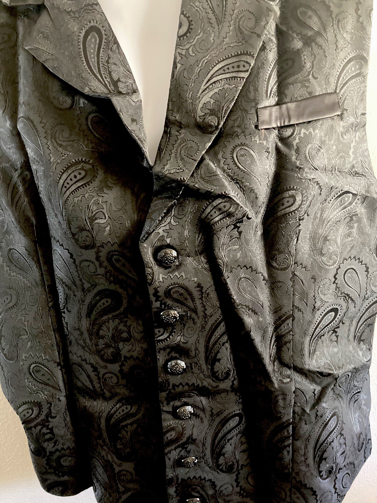 Men's Sz L Black Vest Renaissance Goth Costume Vampire Victorian Steampunk Style