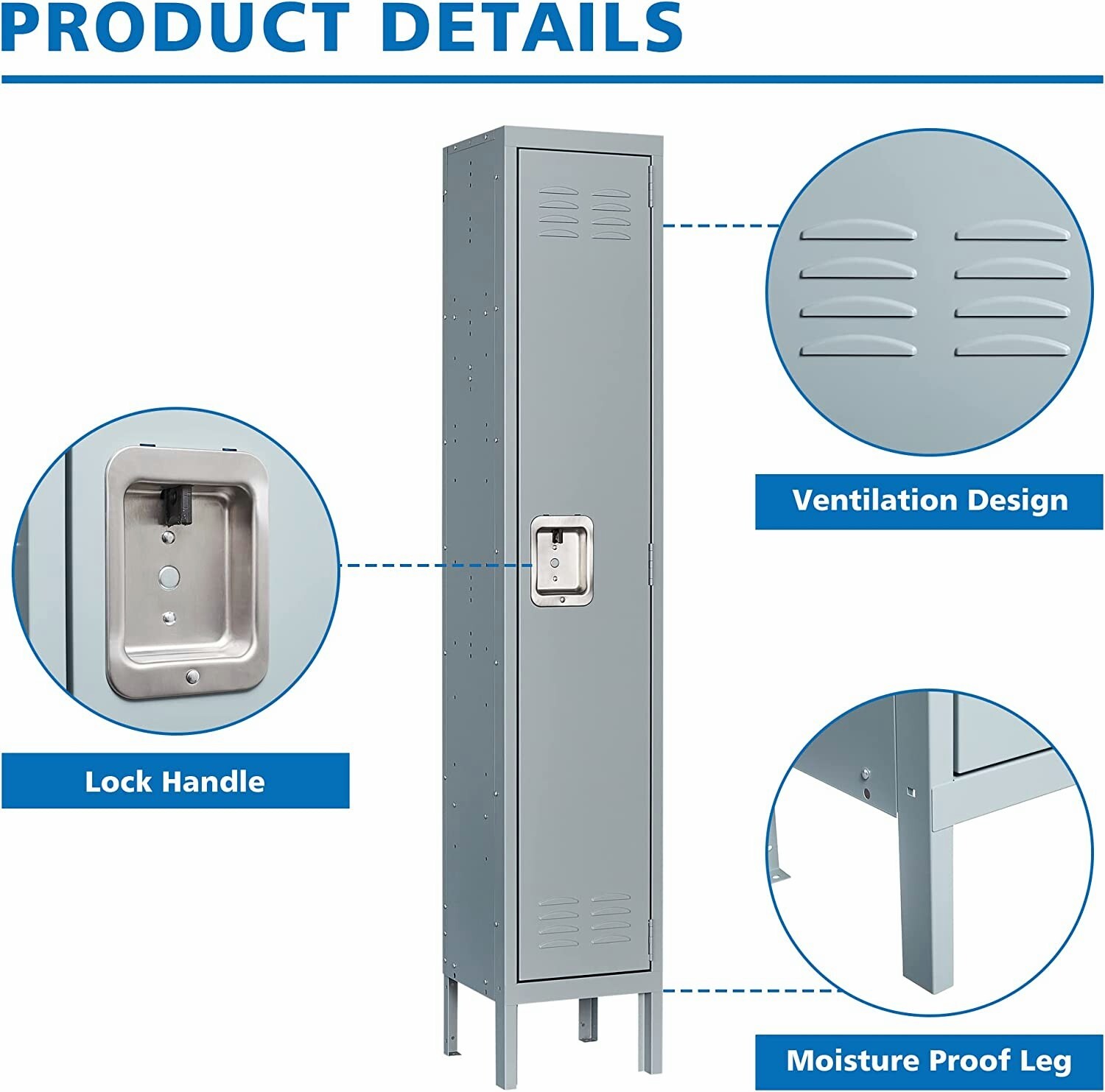 Metal Lockers Storage Cabinet w/Lock Door for Office School Gym Hotel Employees