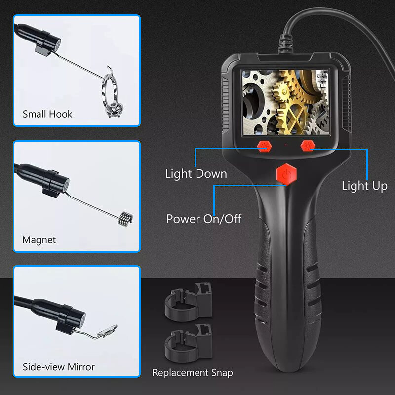 8mm LED Handheld Industrial Borescope Endoscope 2.4" Inspection Snake Camera