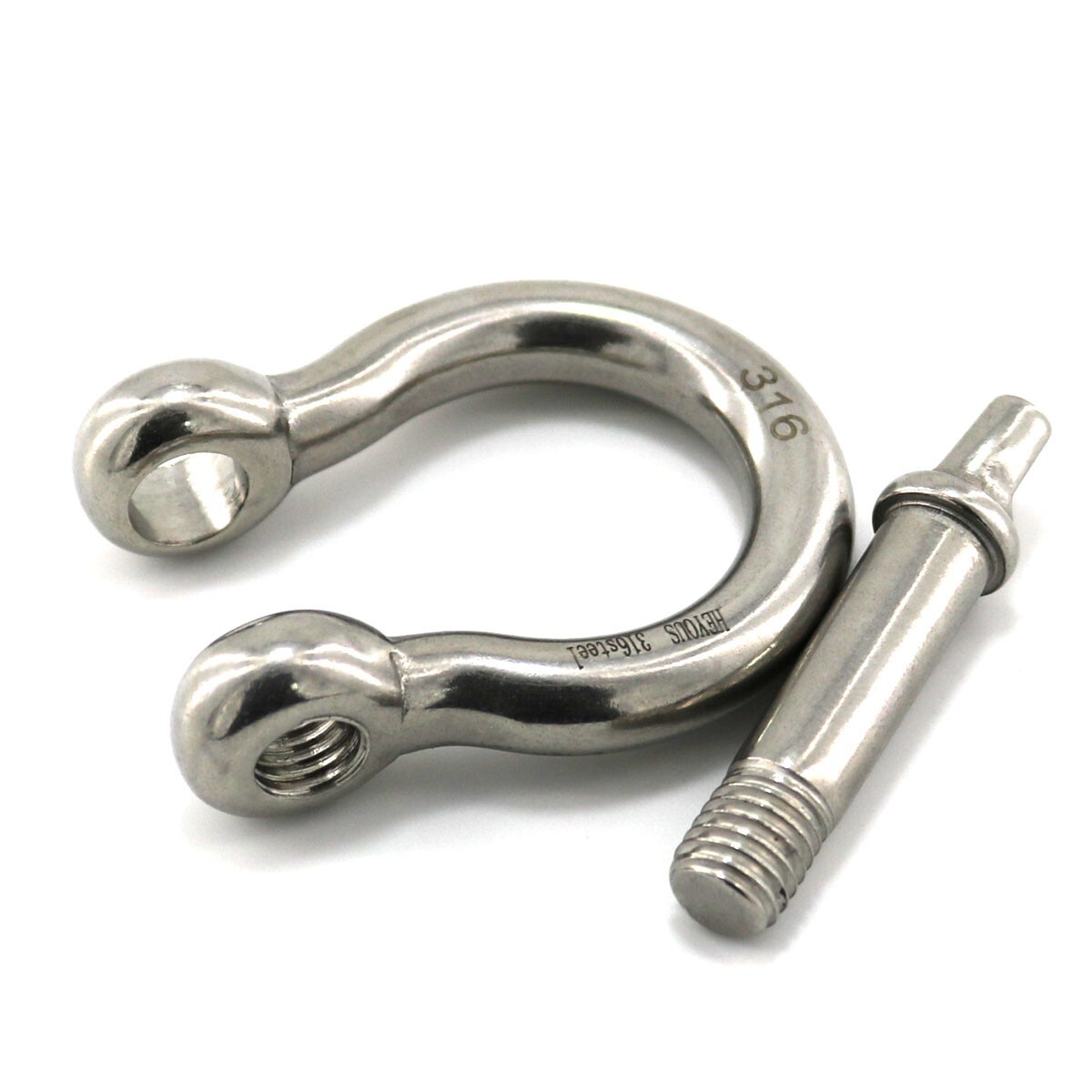 316 Stainless Steel Marine 3/8 in Bow Shackle D Ring, 2-Pack