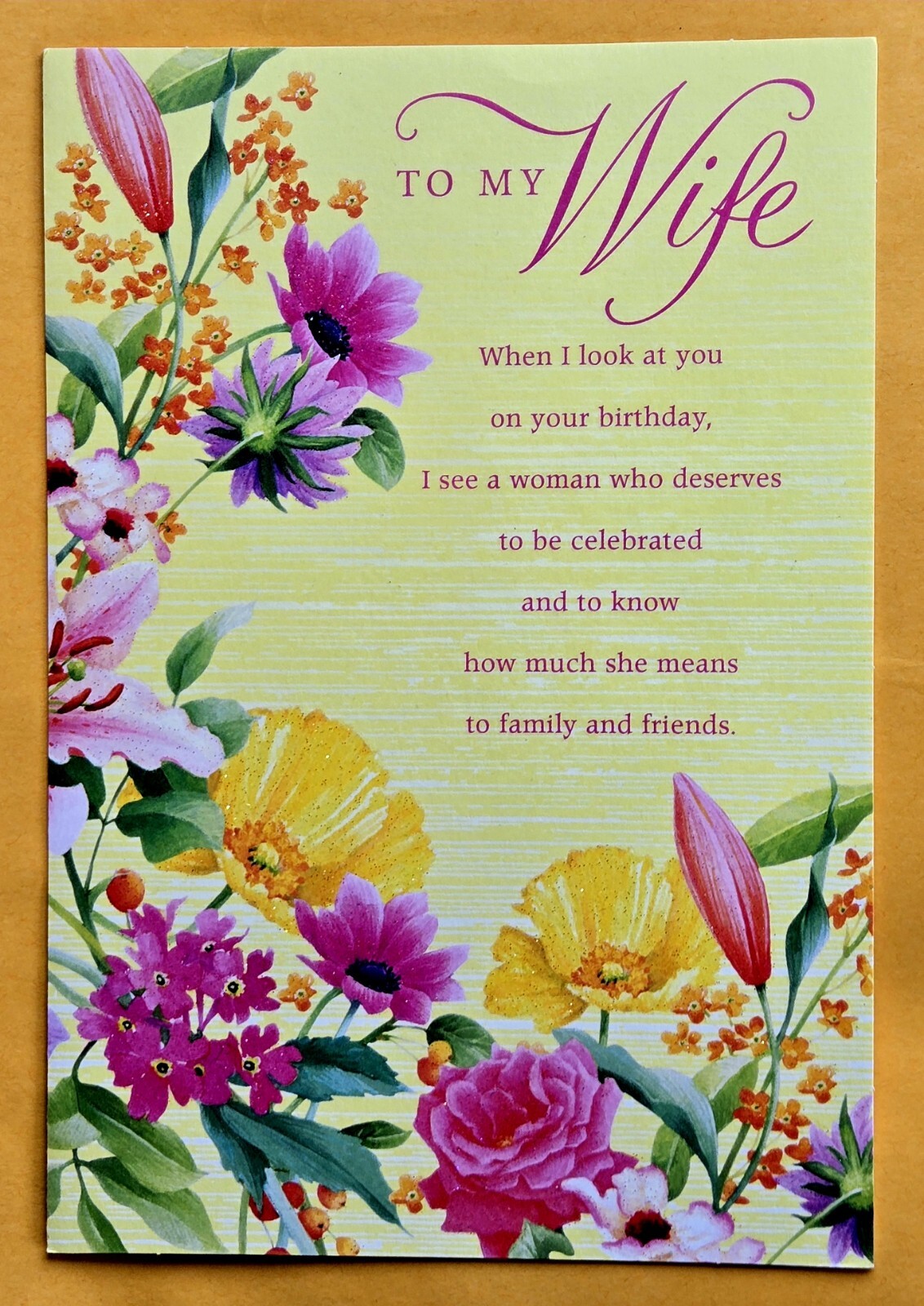 " To My Wife" Birthday Large Format Greeting Card 5.5x8.0"(+Envelope)