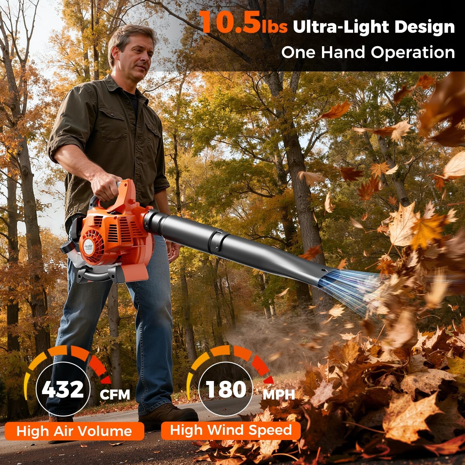 2025 2-Stroke Leaf Blower Handheld Gas Powered Commercial Heavy Duty Grass Yard
