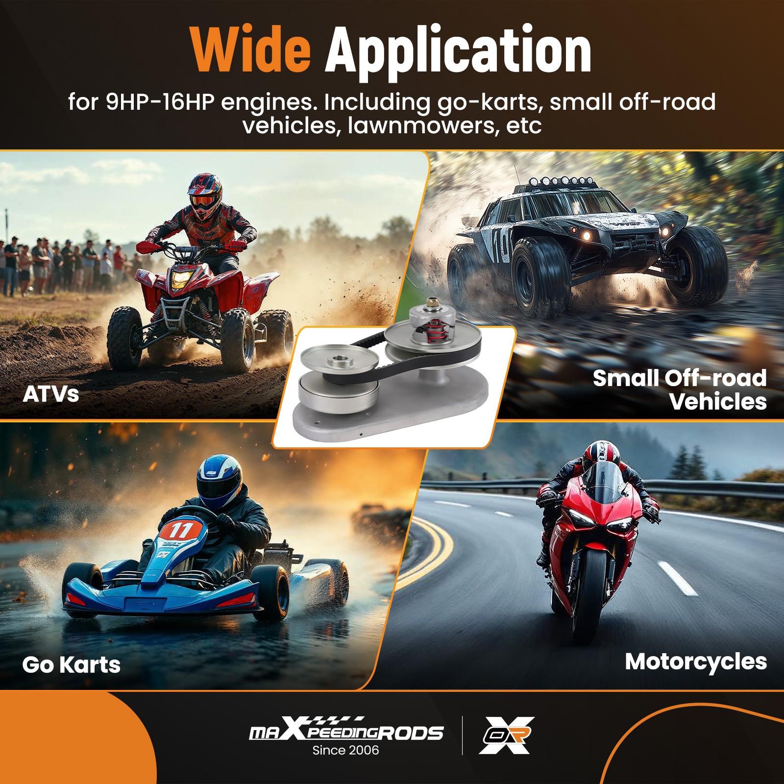 40 Series Torque Converter Driver Clutch Pulley Backplate for Go Karts 9HP-16H