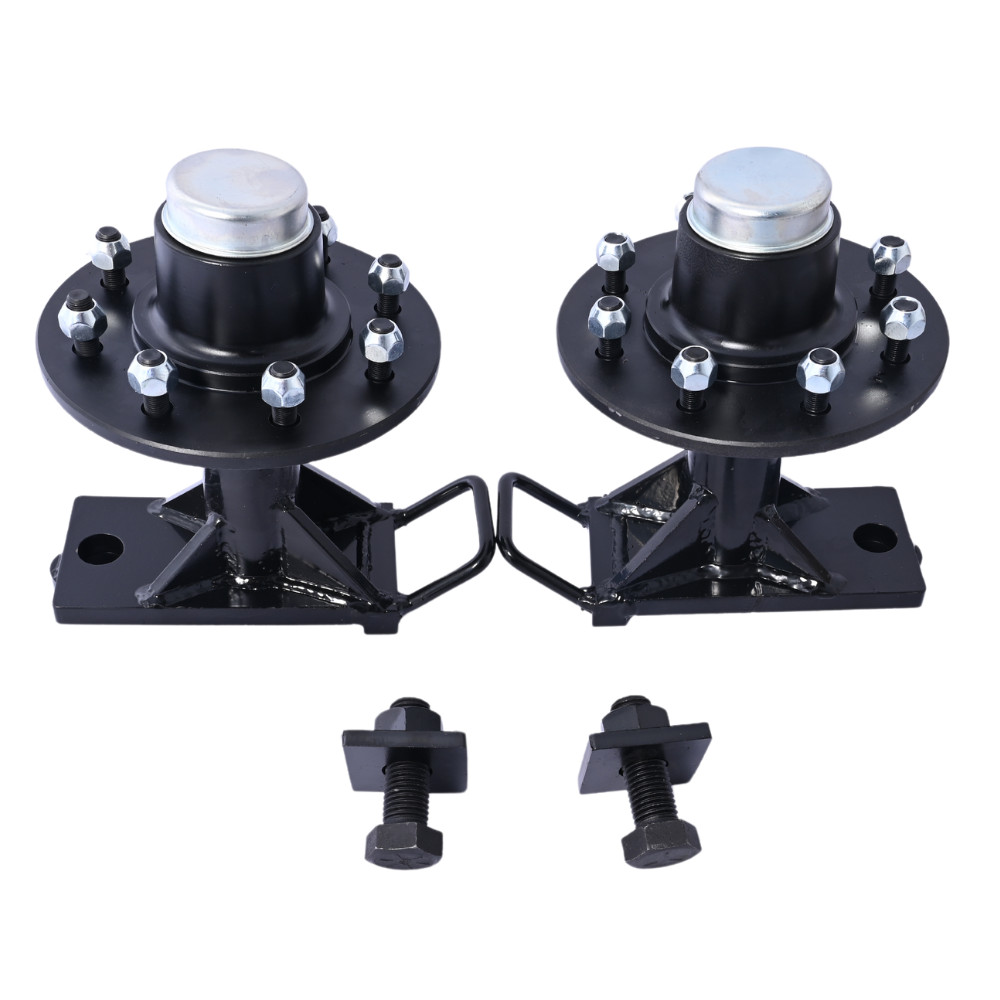 Pair 8 x 6.5 Lug 9000LB Shipping Container Wheels, Bolt-on Spindle Kit