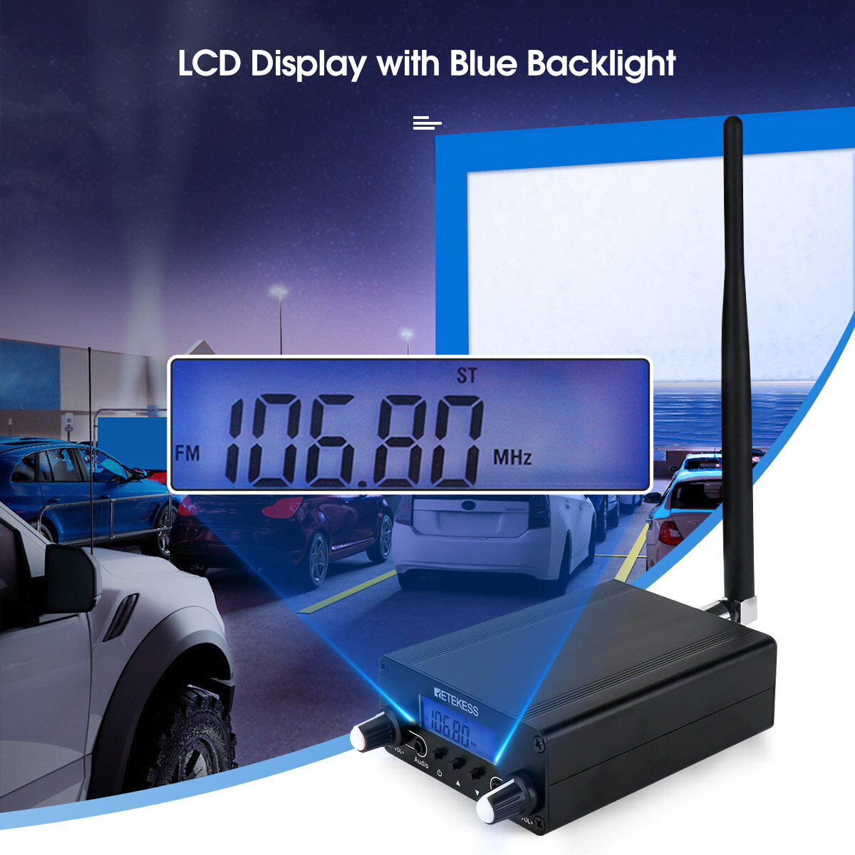 Retekess TR508 FM Transmitter Broadcast Stereo Radio Station Church Drive in Car