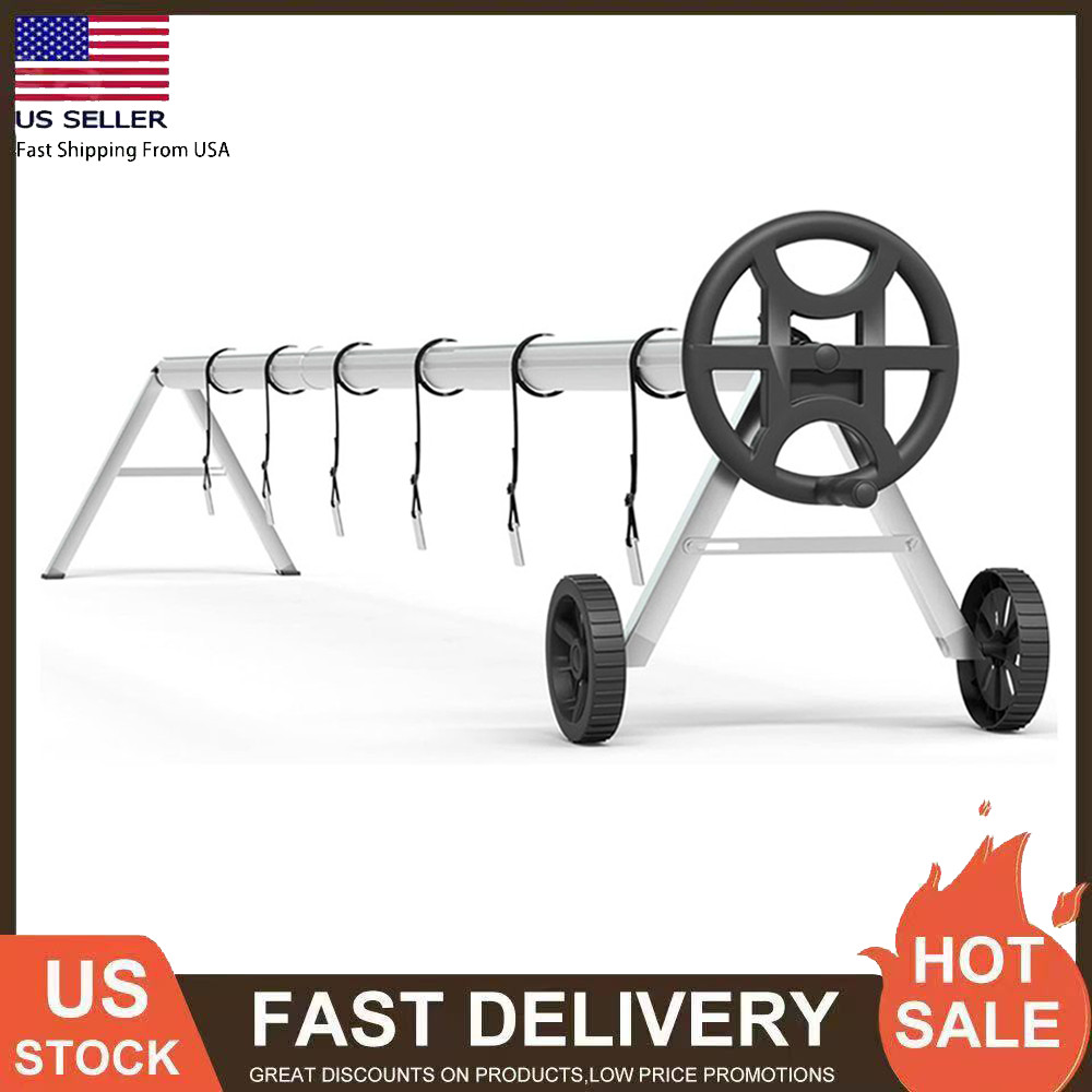 14-21Ft Pool Cover Reel Set Aluminum Solar Swimming Inground Cover Blanket Reel