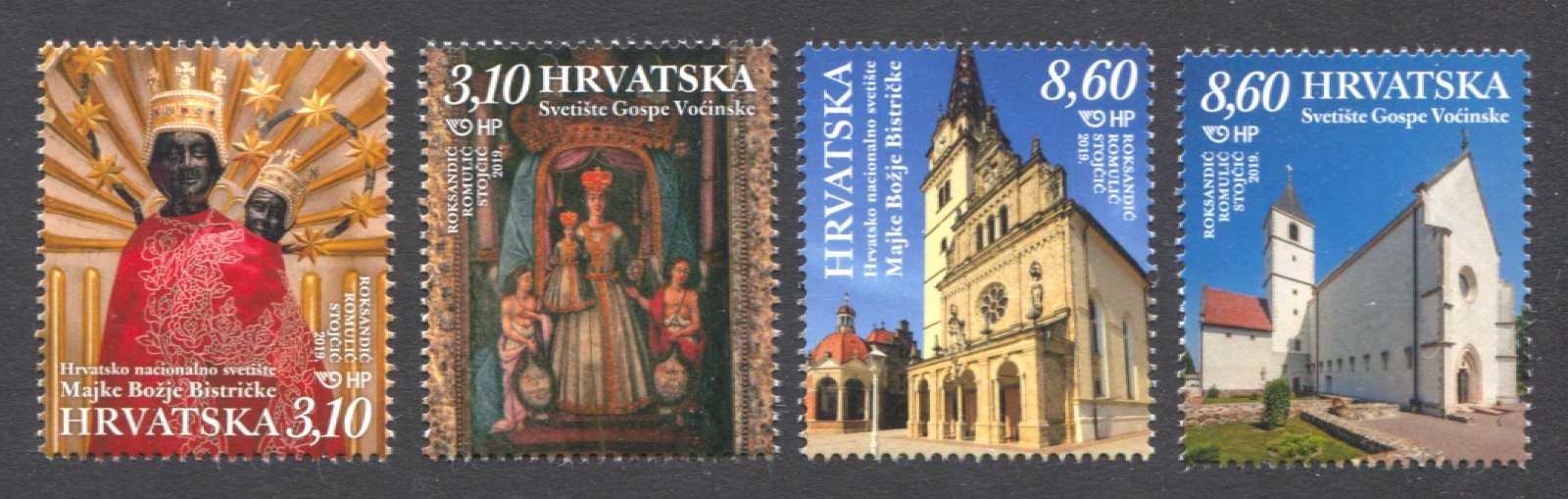 Croatia Scott# 1125-8, Religion - Marian Shrines, VF/XF MNH Set of 4, SCV: $7.10