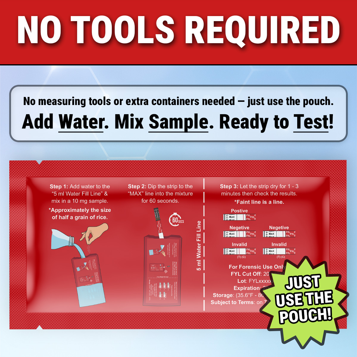 TN Scientific (FYL) Drug Test Strips [10 Pack] - Powder, Liquid, & Urinalysis