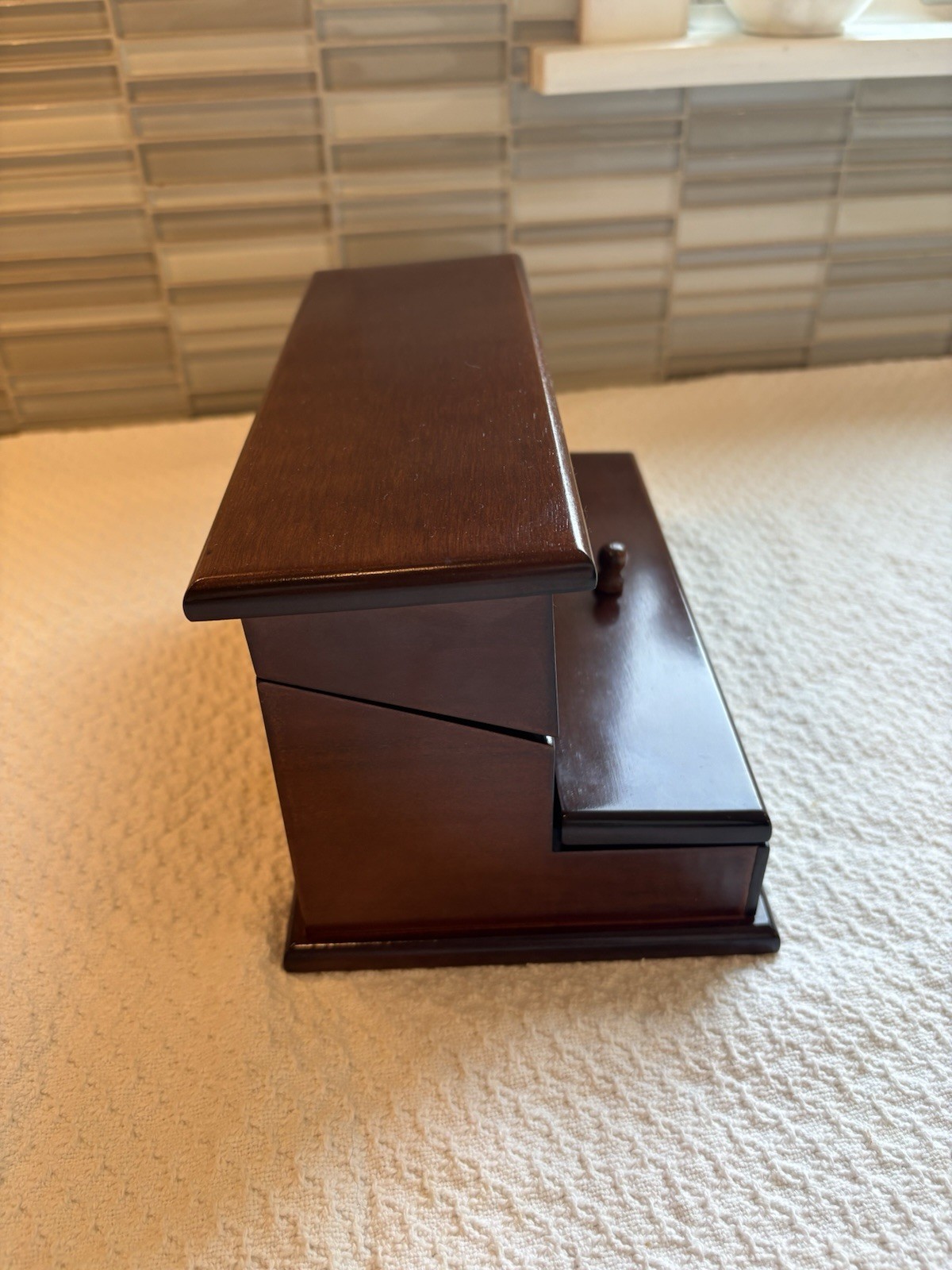 The Bombay Company Letter Desk Organizer Solid Wood Mahogany Hinged Vintage