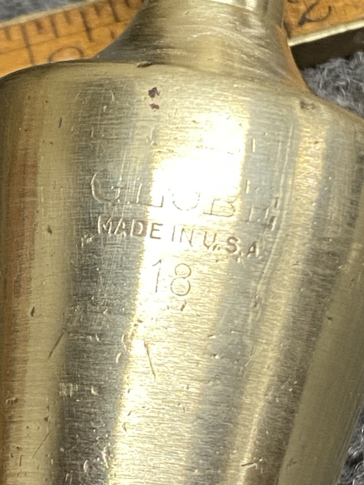 Vintage Bell System 18 Oz Brass Plumb Bob With Leather Sheath And Steel Tip USA