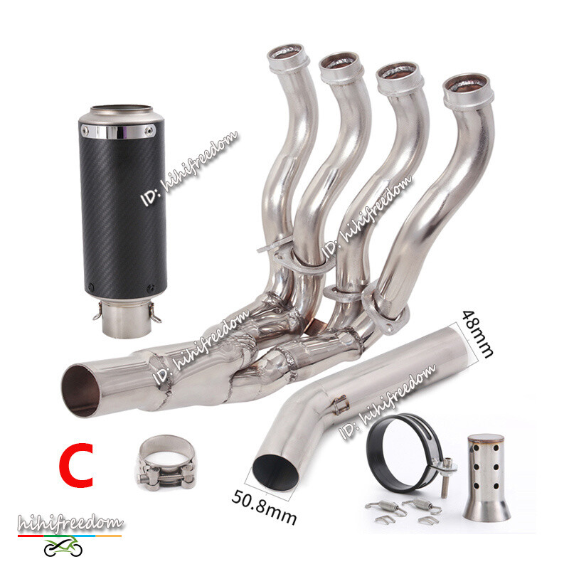 Full Set Exhaust Front Mid Pipe Carbon Muffler For Suzuki GSXR 600 750 2006-2007