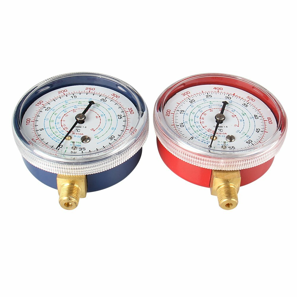 2PACK REPLACEMENT MANIFOLD GAUGES Refrigeration HIGH AND LOW SIDE RED& BLUE Tool