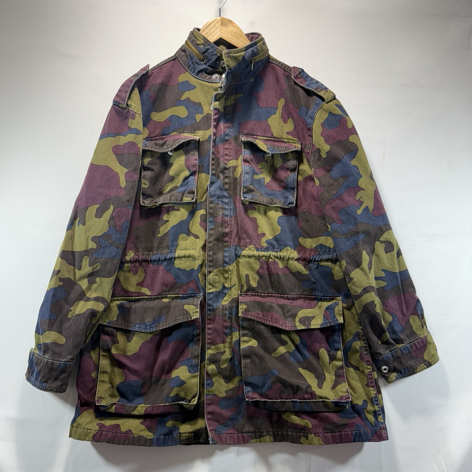 Belgian Jigsaw Field Jacket Puzzle Camo Coat Army Belgium WESC Mens Size XS