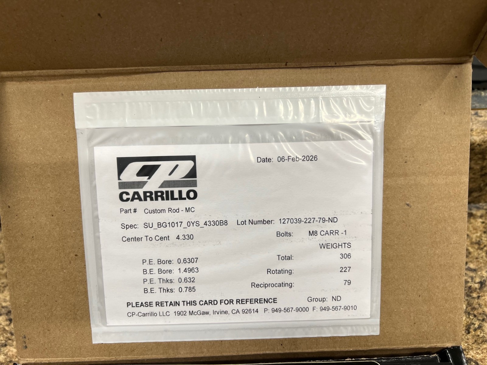 Carrillo Rods For Suzuki GSX-R1000 GSX-R1000R 2017-2025 3mm Shorter Than Stock