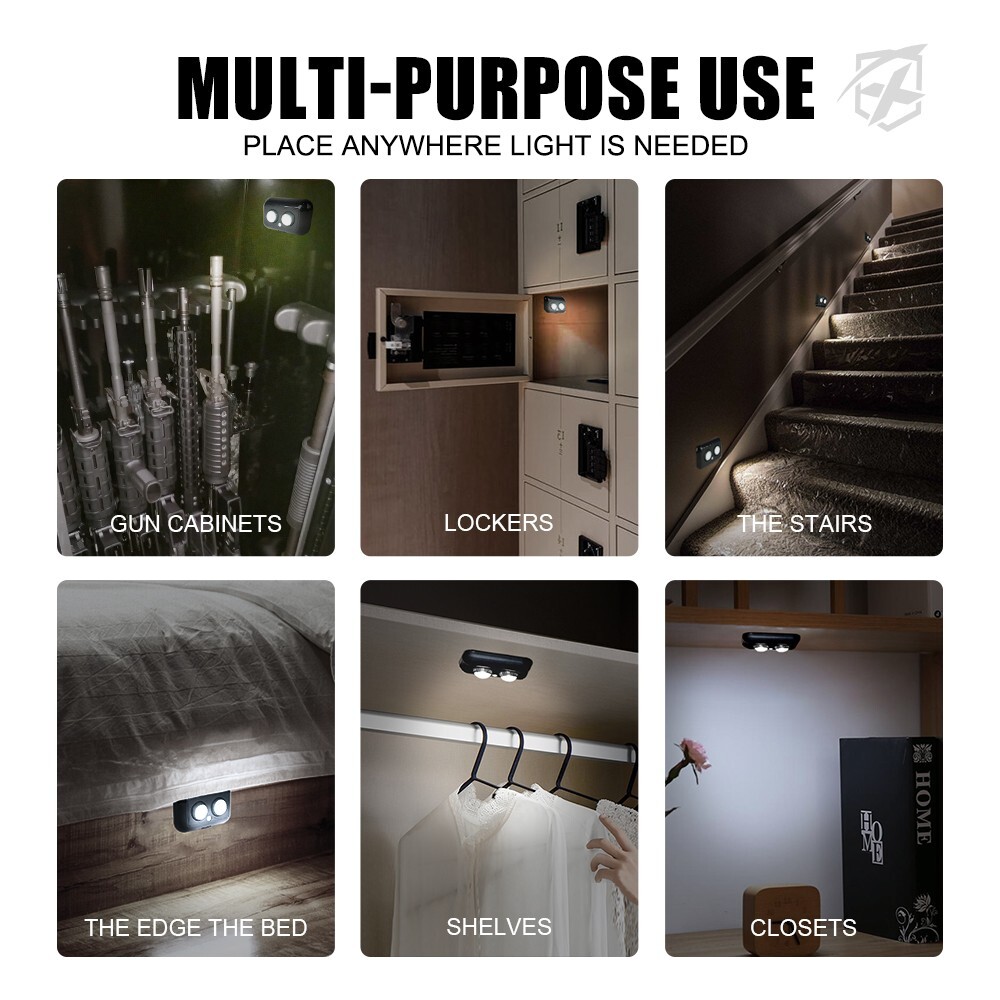 2Pcs Gun Safe Light with PIR Motion Sensor Light Activation Cabinet Light Pods